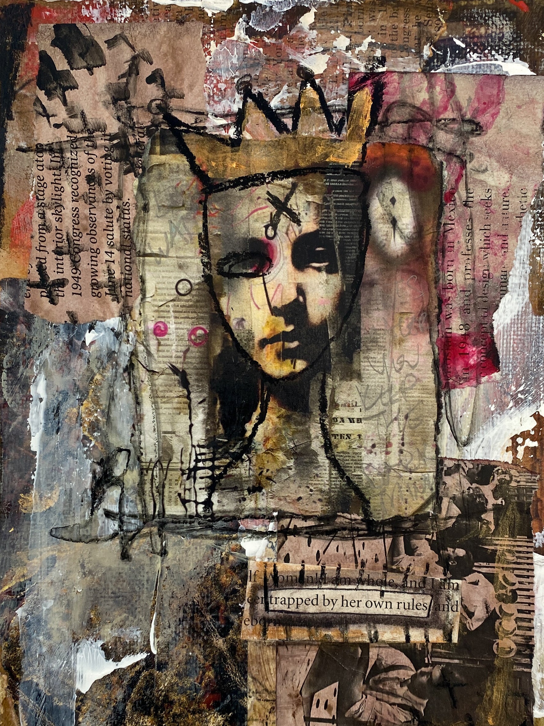 Trapped - Original Mixed Media Collage