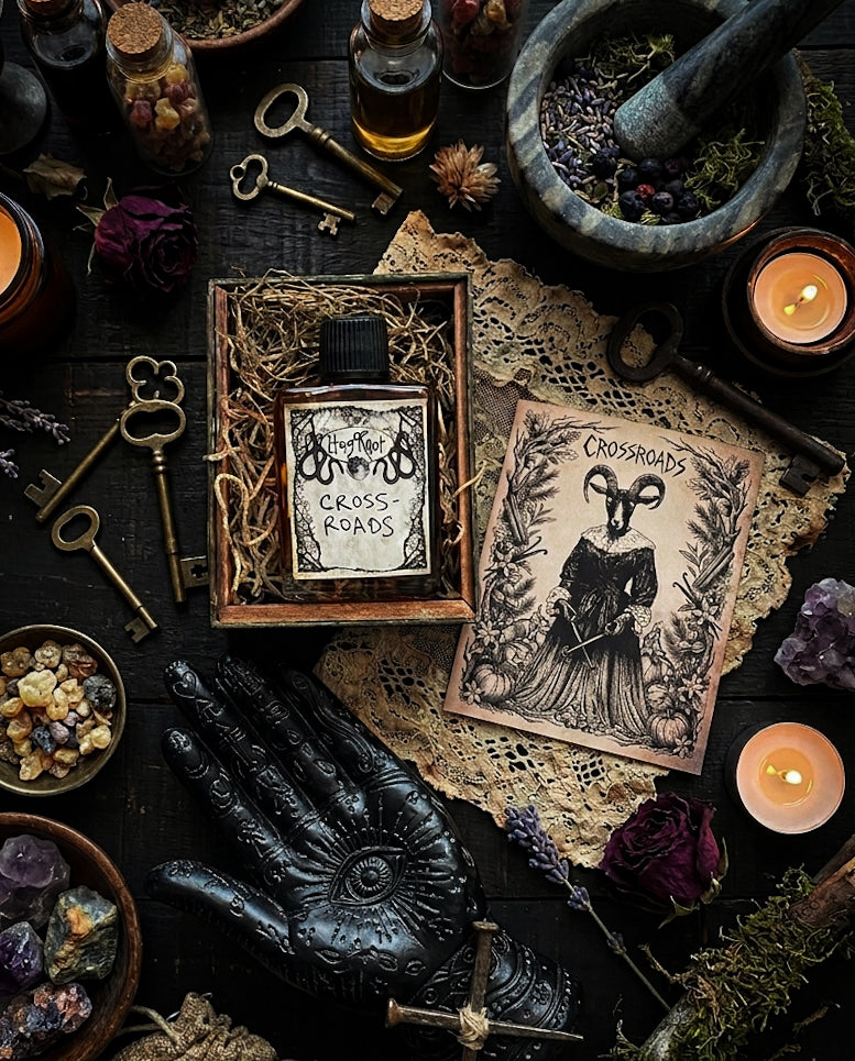 CROSSROADS-(Moss, Vanilla, Cinnamon, Oak, Black Tea, Evergreens, Hickory, Pikake Flowers, Pumpkin)-Perfume, Cologne, Anointing, Ritual Oil