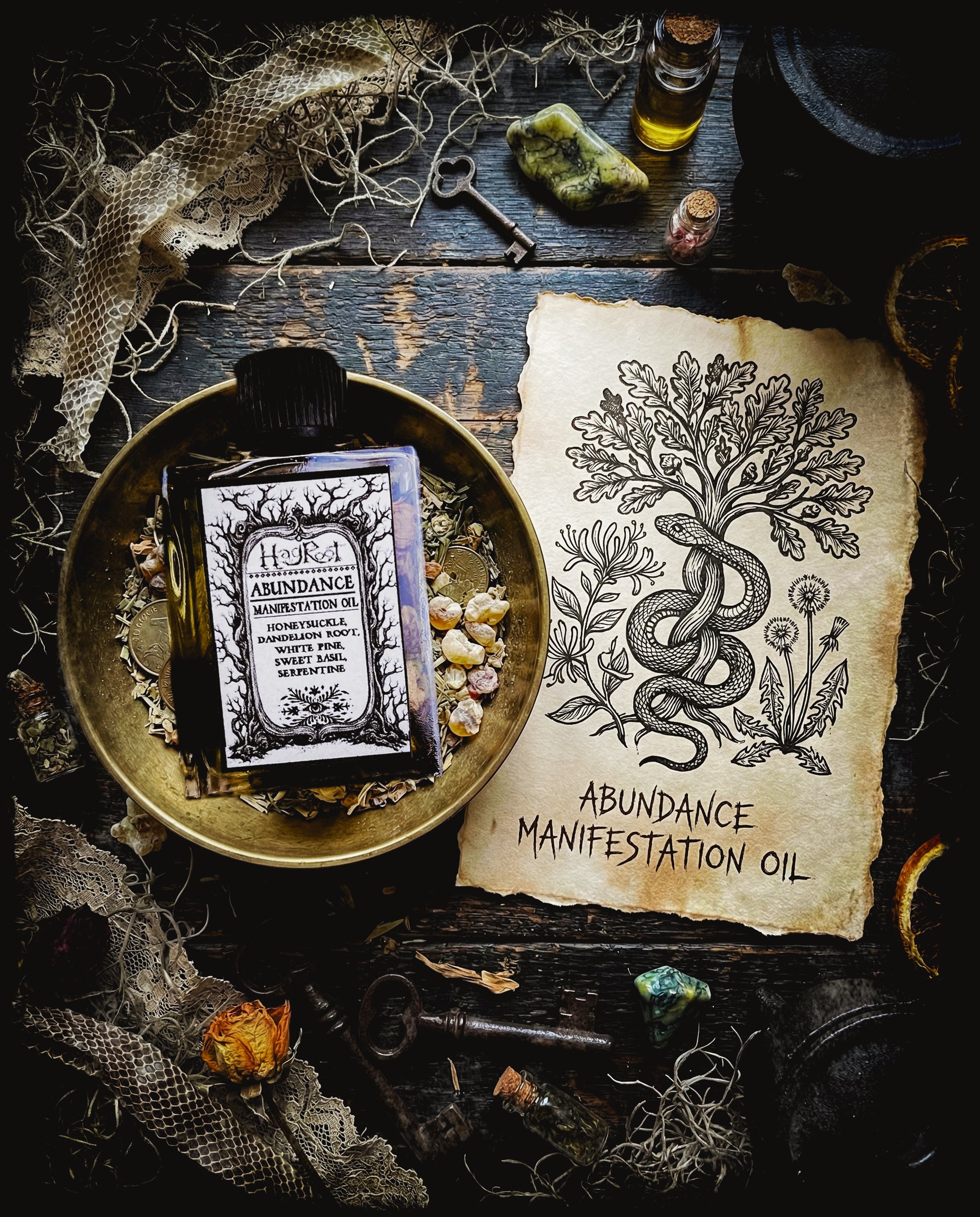Abundance Manifestation Oil - Herbal Ritual Oil, Anointing Oil, Perfume, Conjure Oil