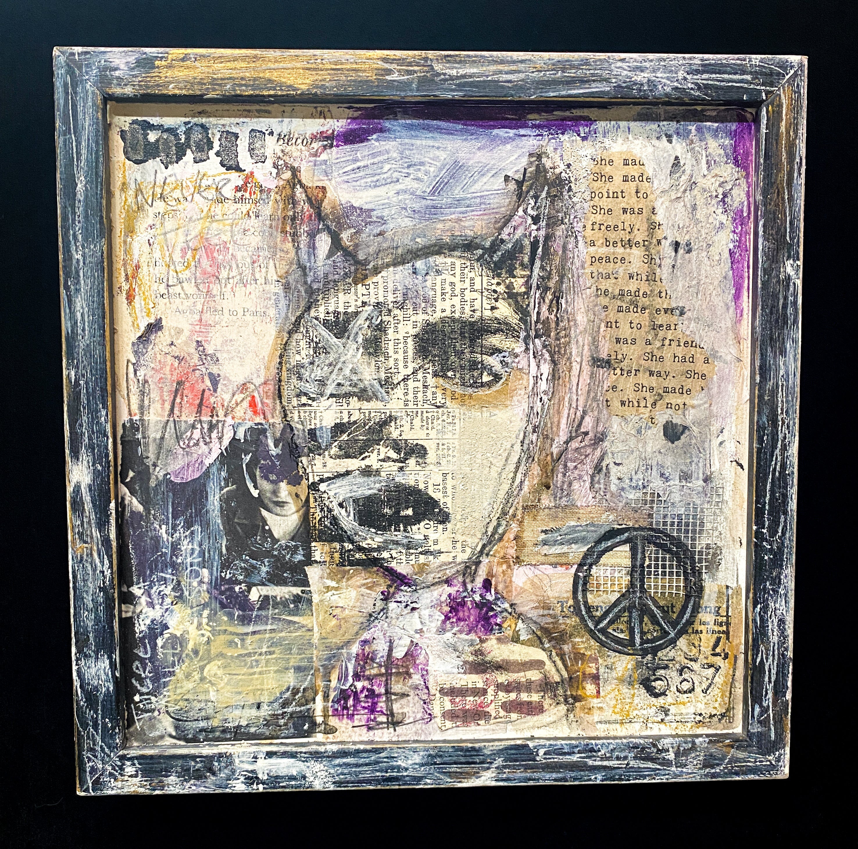 She Made Peace - Original Framed Mixed Media Collage