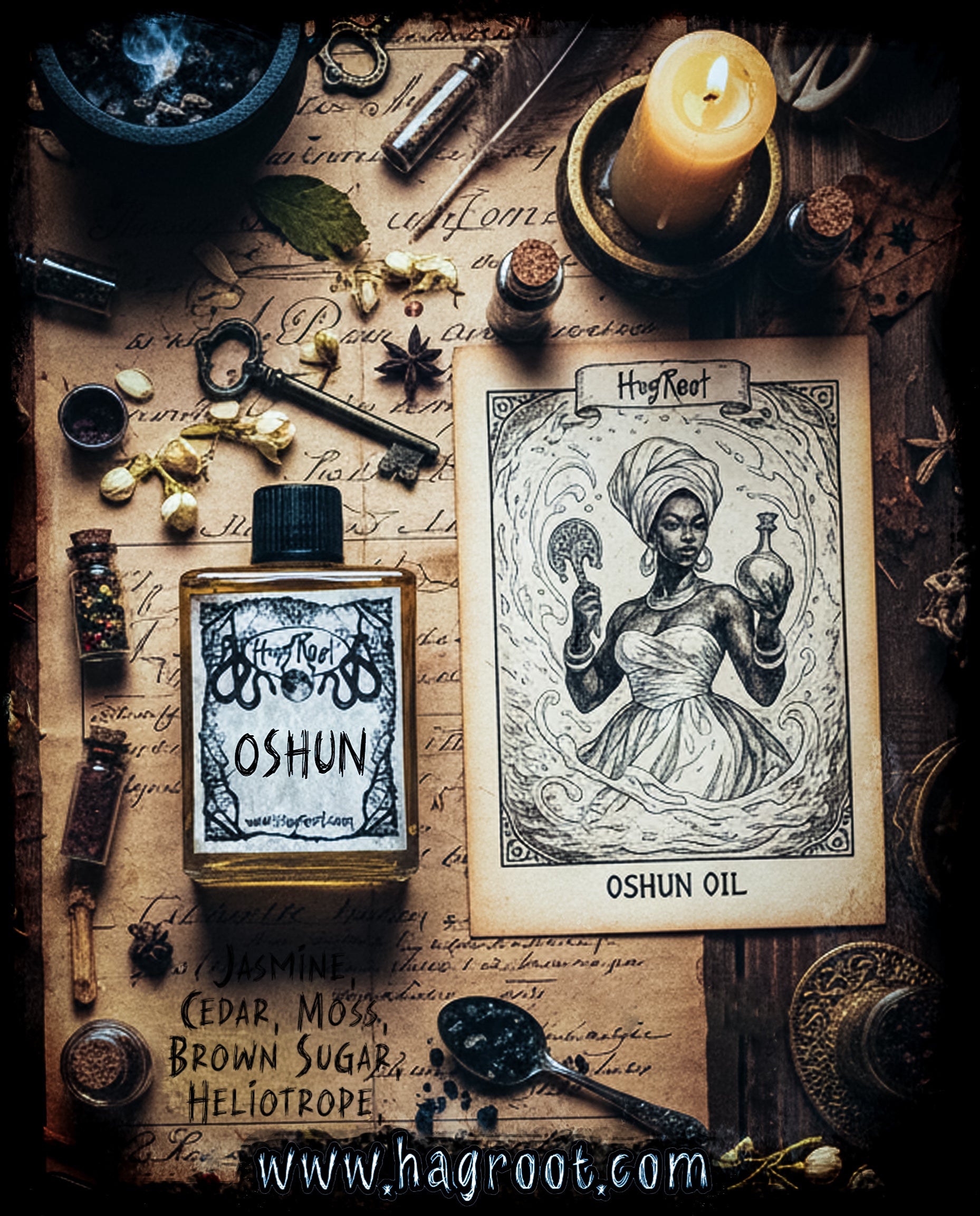 OSHUN-(Ozone, Jasmine, Cedar, Brown Sugar, Moss, Heliotrope, Fig)-Perfume, Cologne, Anointing, Ritual Oil