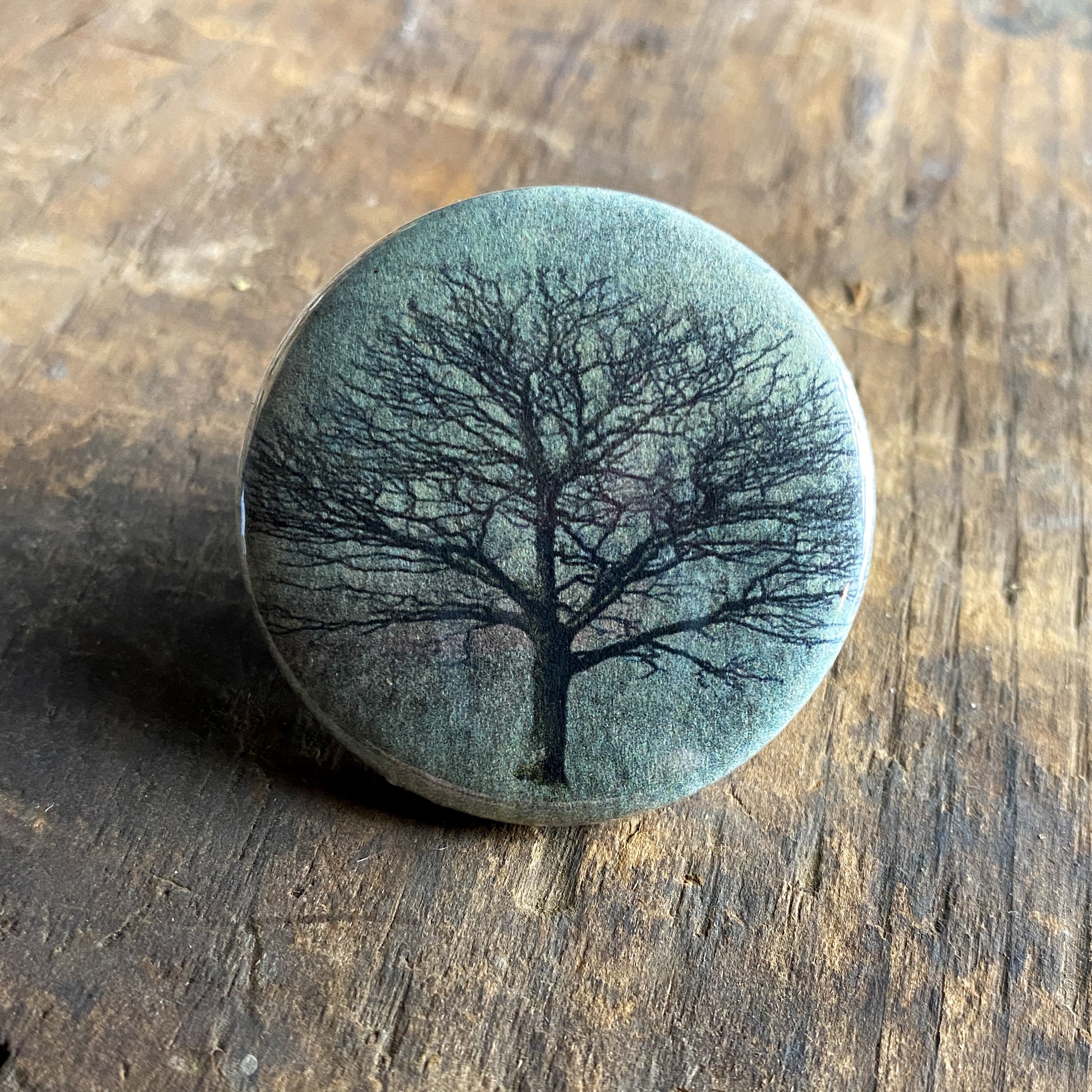 Tree - Hand Pressed Button/Pin - 1.5"
