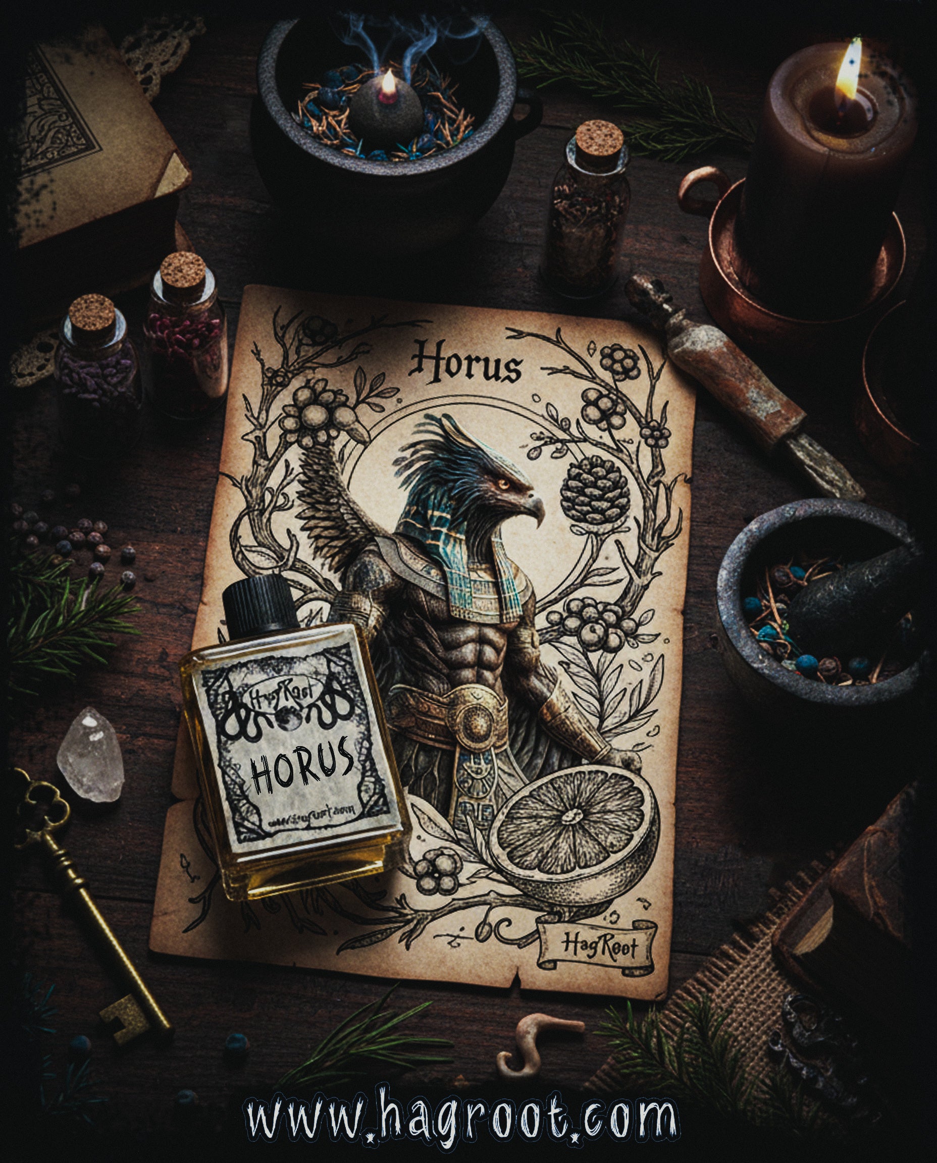 HORUS-(Cypress, Grapefruit, Juniper Berries, Fir)-Perfume, Cologne, Anointing, Ritual Oil