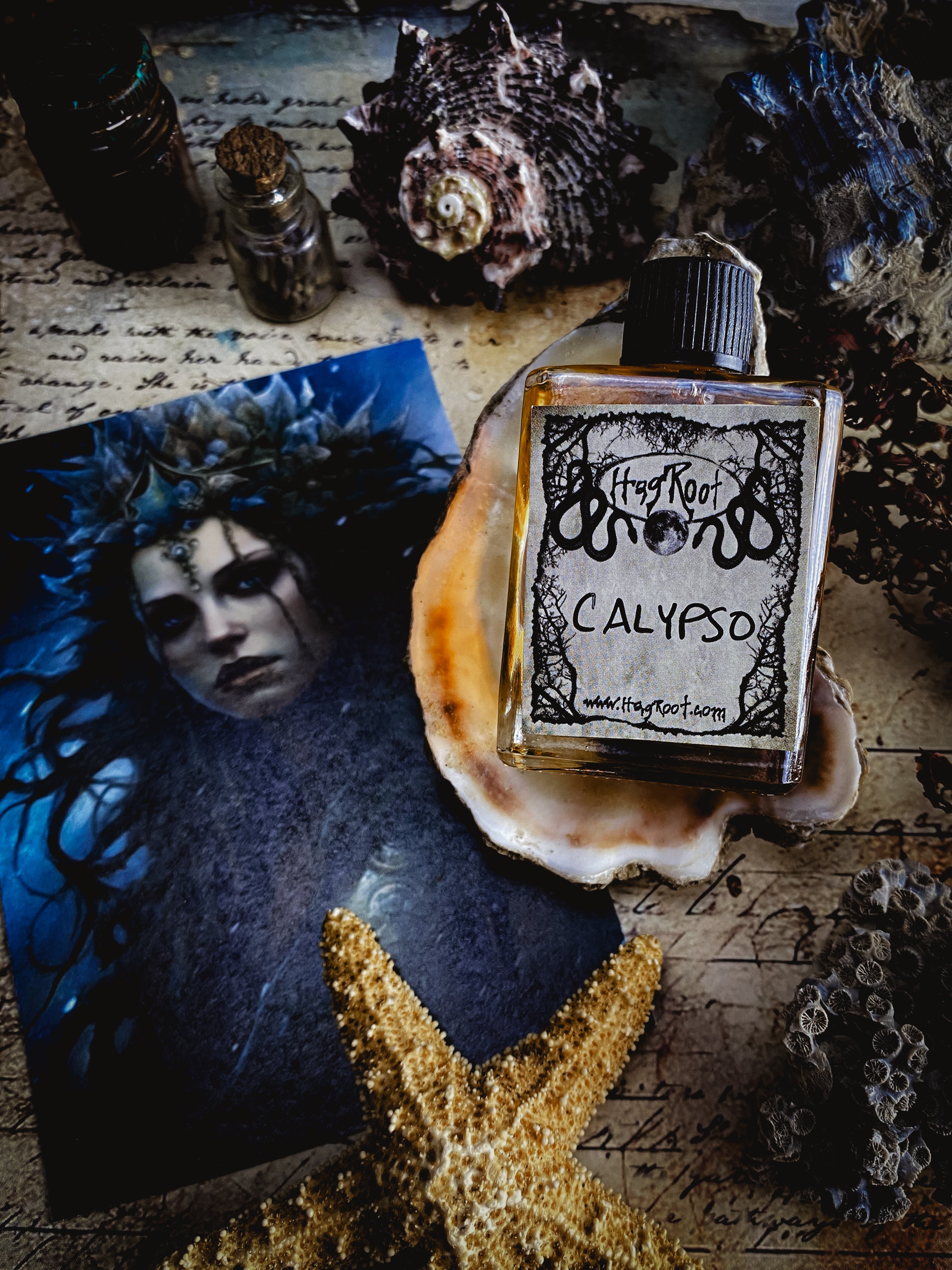 CALYPSO-(Water Lily, Sea Salt, Moss, Cedar, Exotic Spices)-Perfume, Cologne, Anointing, Ritual Oil