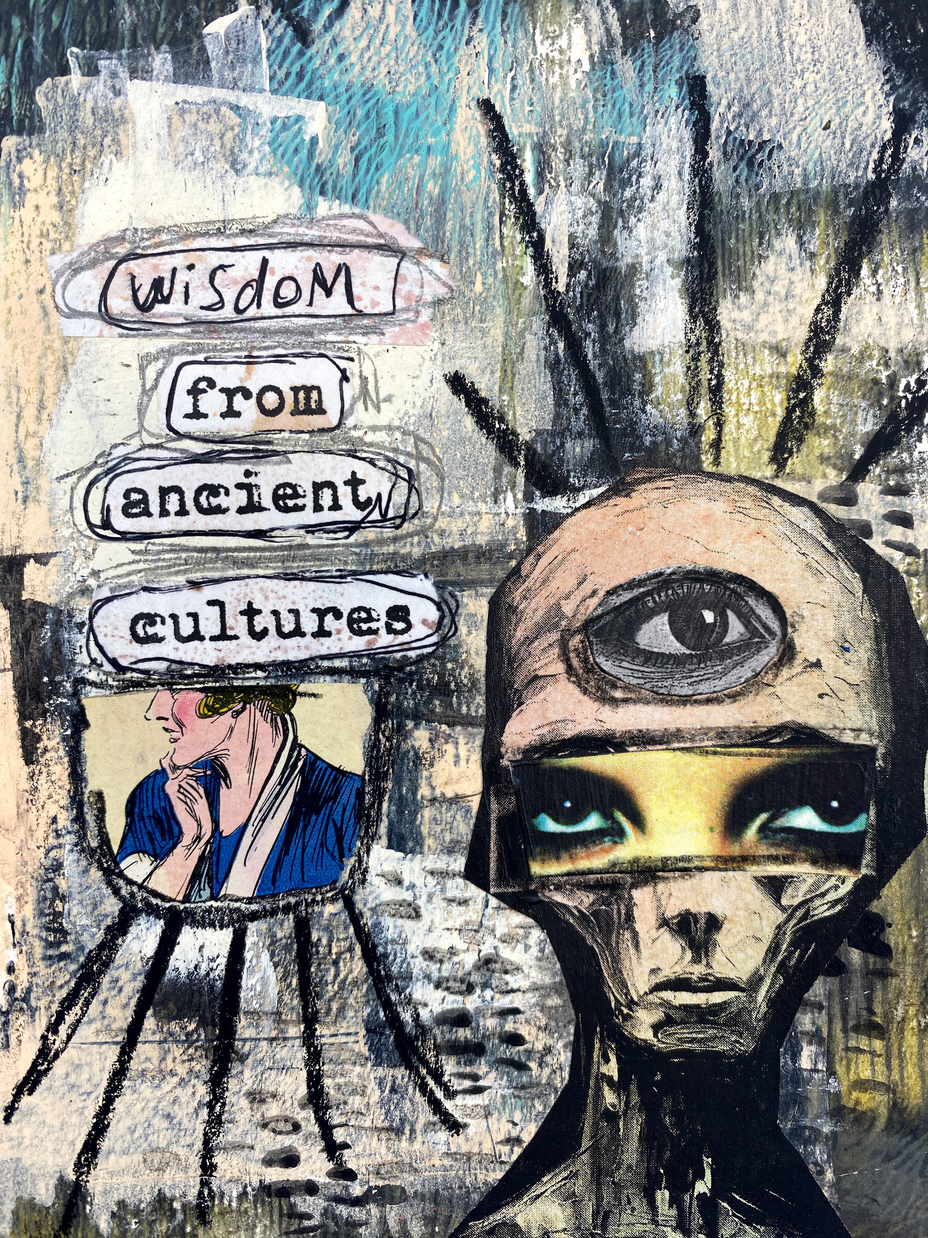Ancient Cultures - Original Mixed Media Collage