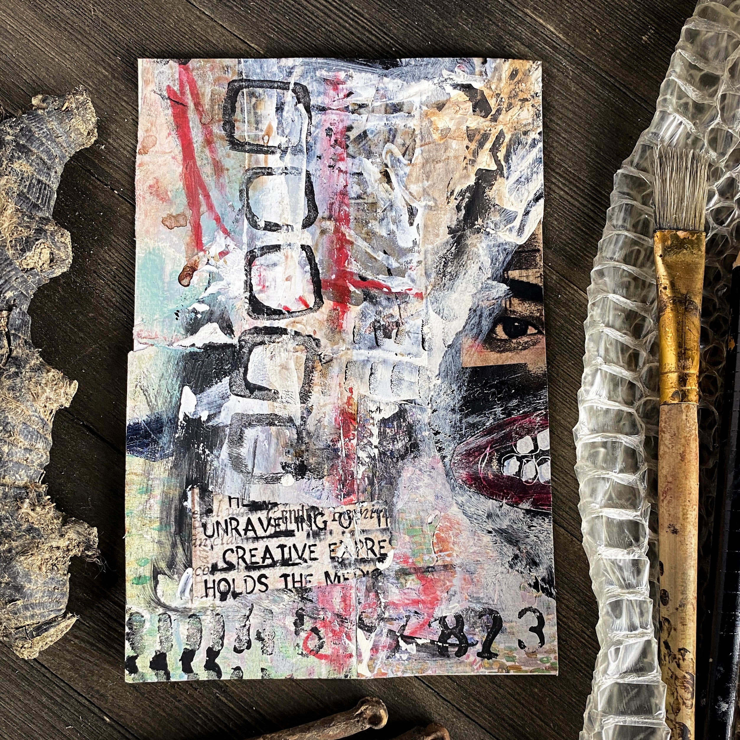 Unraveling - Original Mixed Media Collage