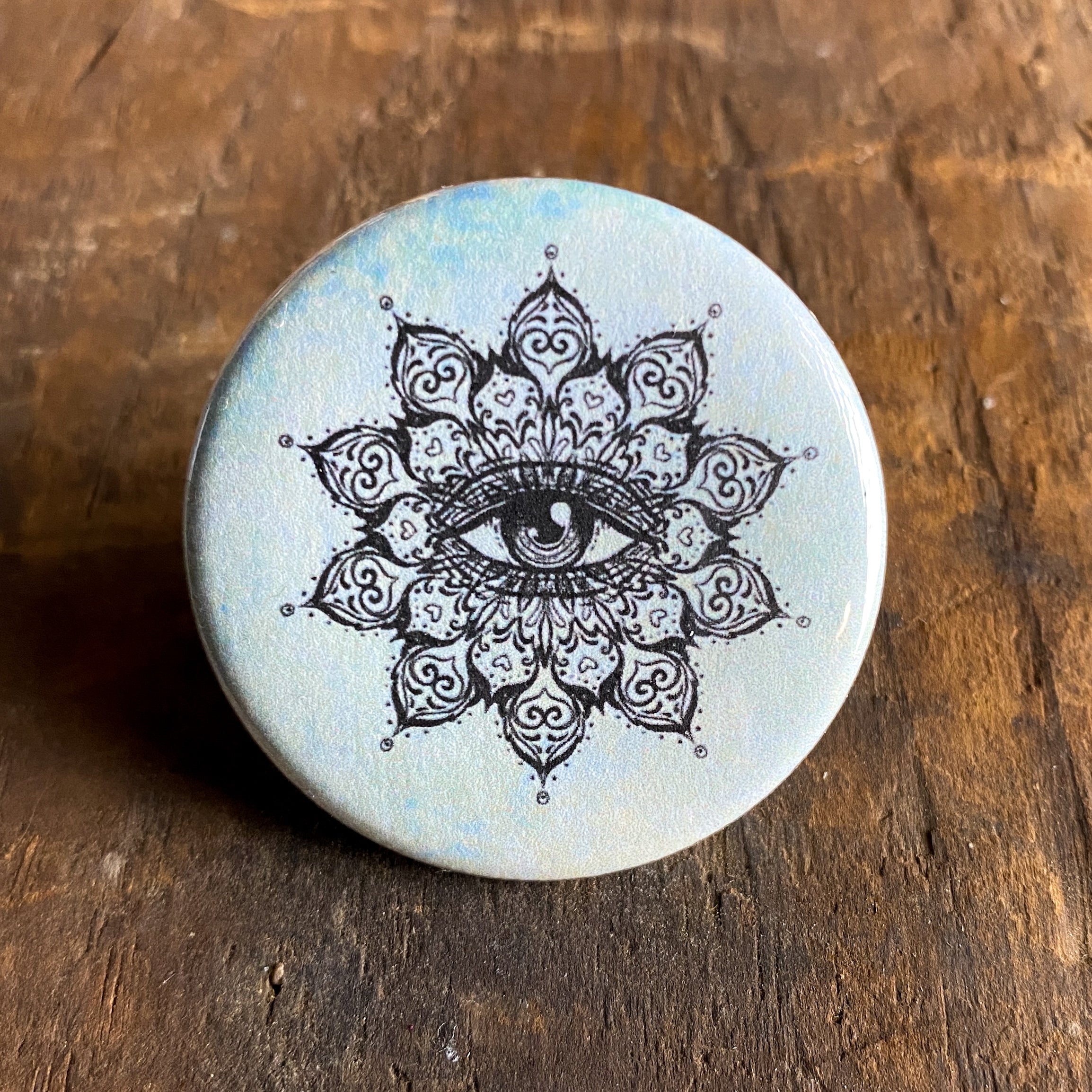 Mandala Eye - Hand Pressed Button/Pin - 1.5"