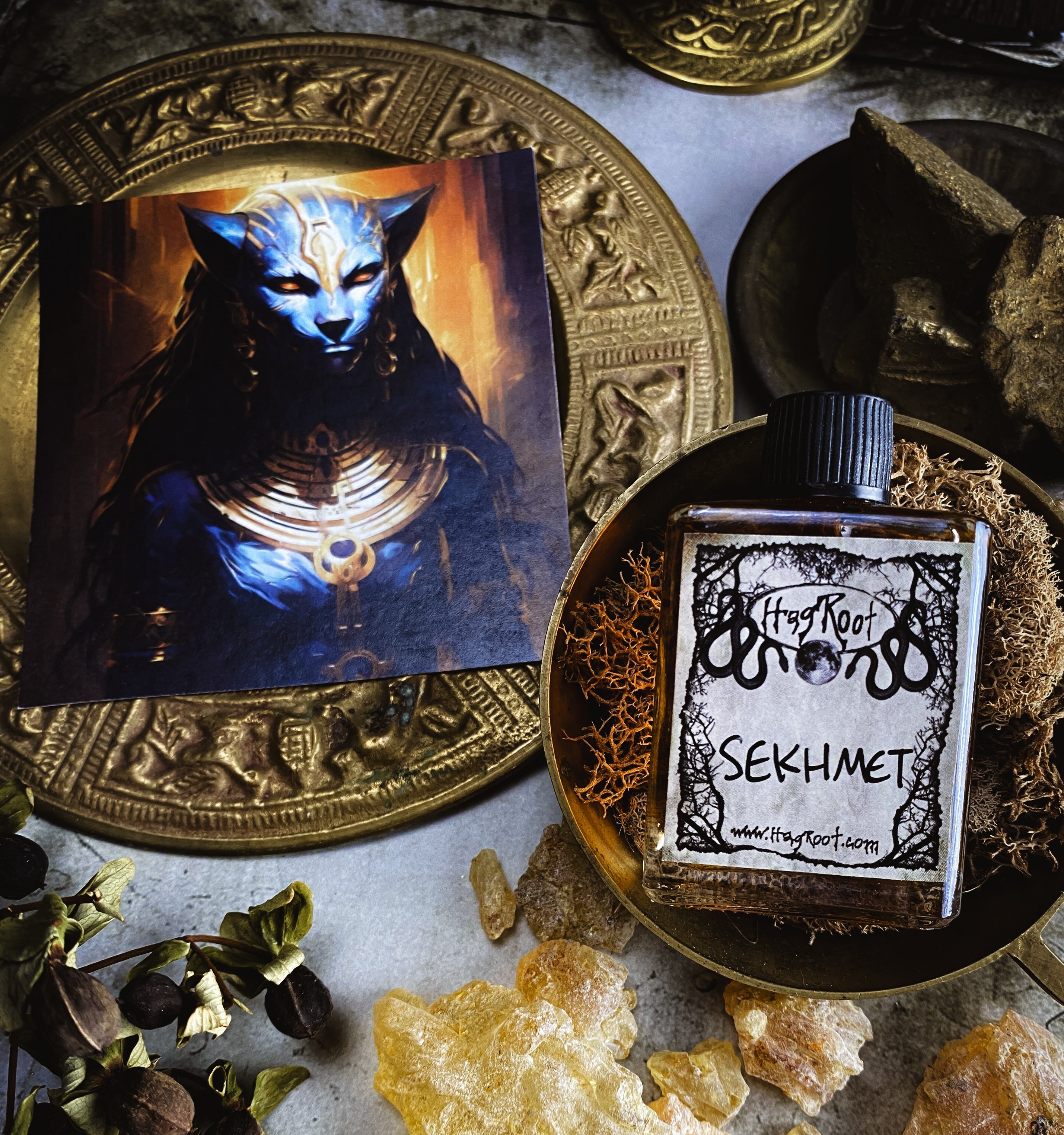 SEKHMET- (Cardamom, Neroli, Sandalwood, Cassia, Mahogany, Vanilla, Oak, Fig, Blood Orange, Pumpkin)-Perfume, Cologne, Anointing, Ritual Oil