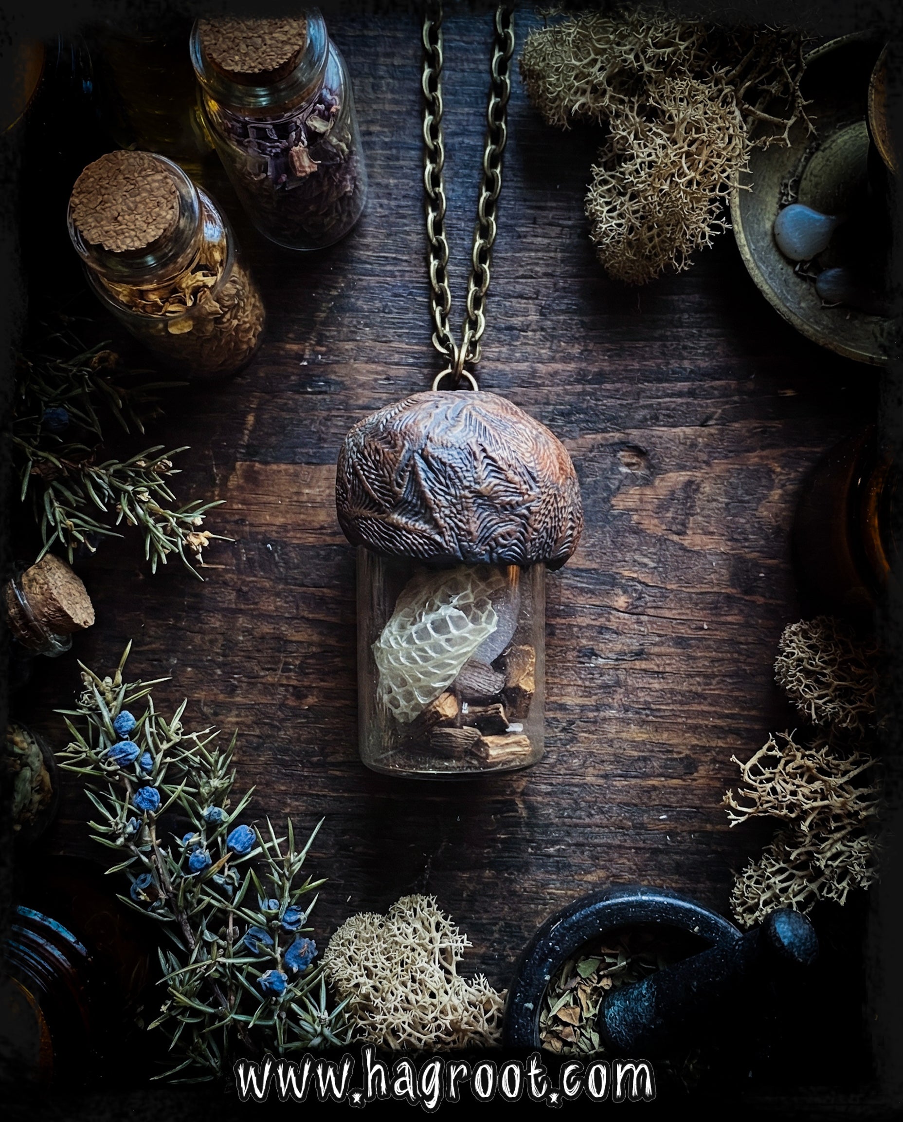 Conjure Necklace with Mandrake Root, Rose Quartz and Snake Skin for Love, Protection + Spiritual Connection