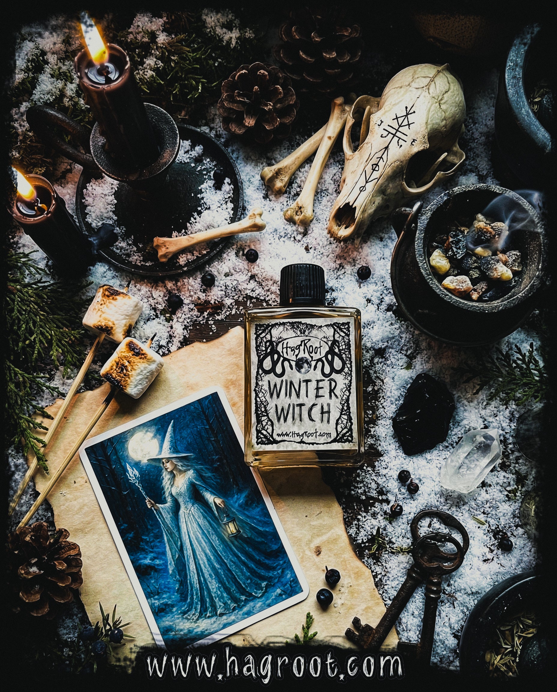 WINTER WITCH-(Peppermint, Cedar, Pine, Roasted Marshmallows)-Perfume, Cologne, Anointing, Ritual Oil