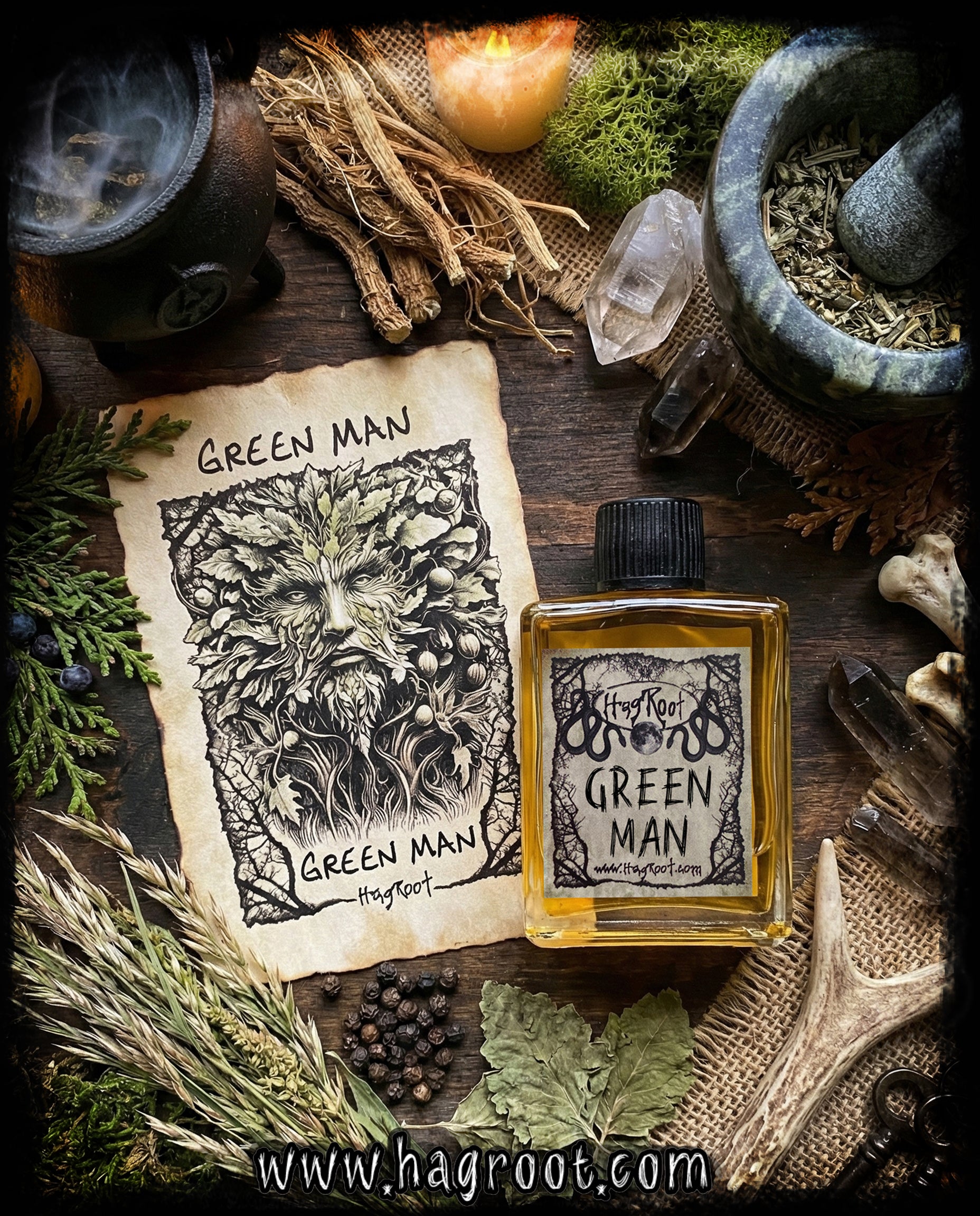 GREEN MAN-(Vetiver, Grass, Cedar, Peppercorn, Patchouli)-Perfume, Cologne, Anointing, Ritual Oil