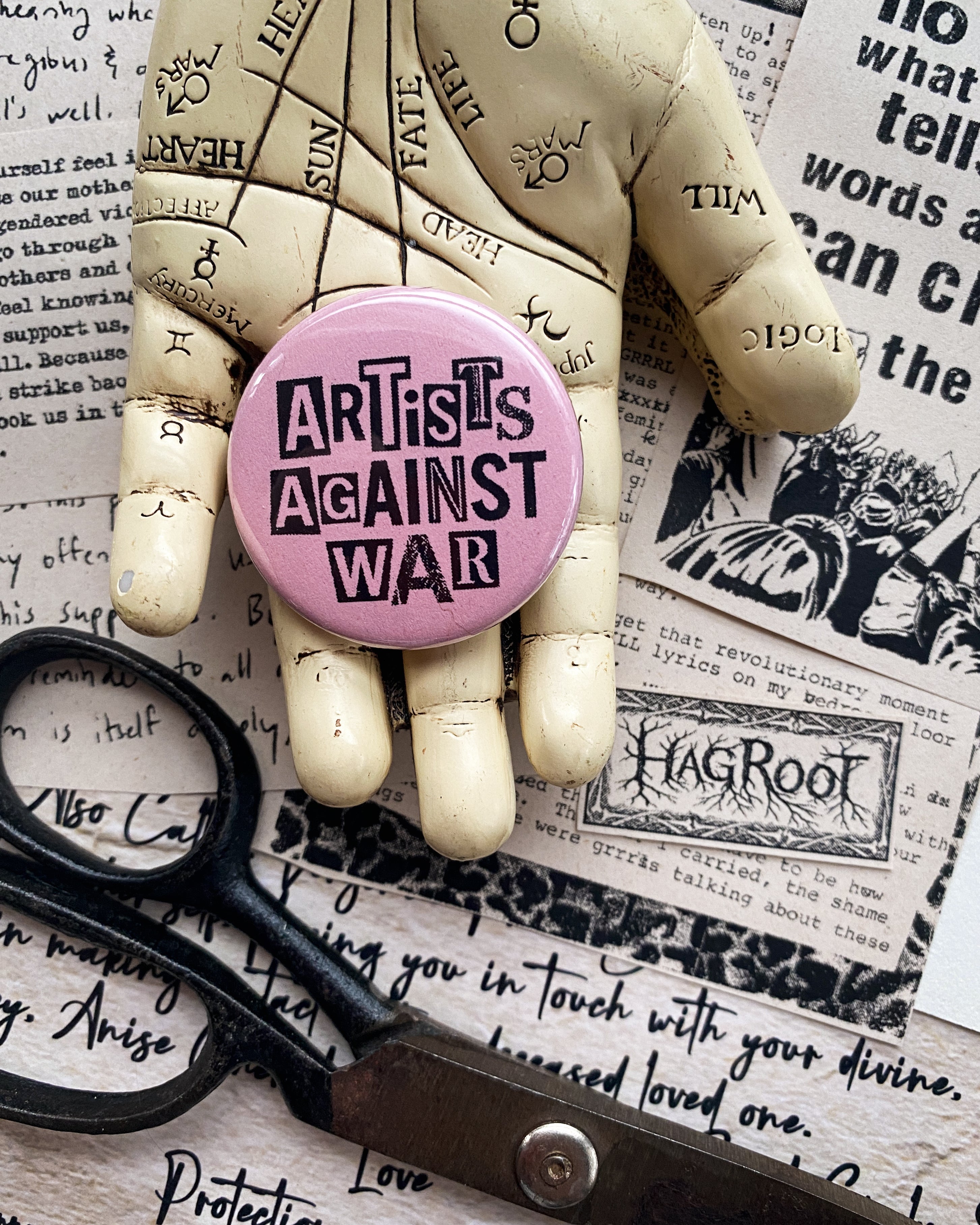 Artists Against War - Hand Pressed Button/Pin - 1.5"
