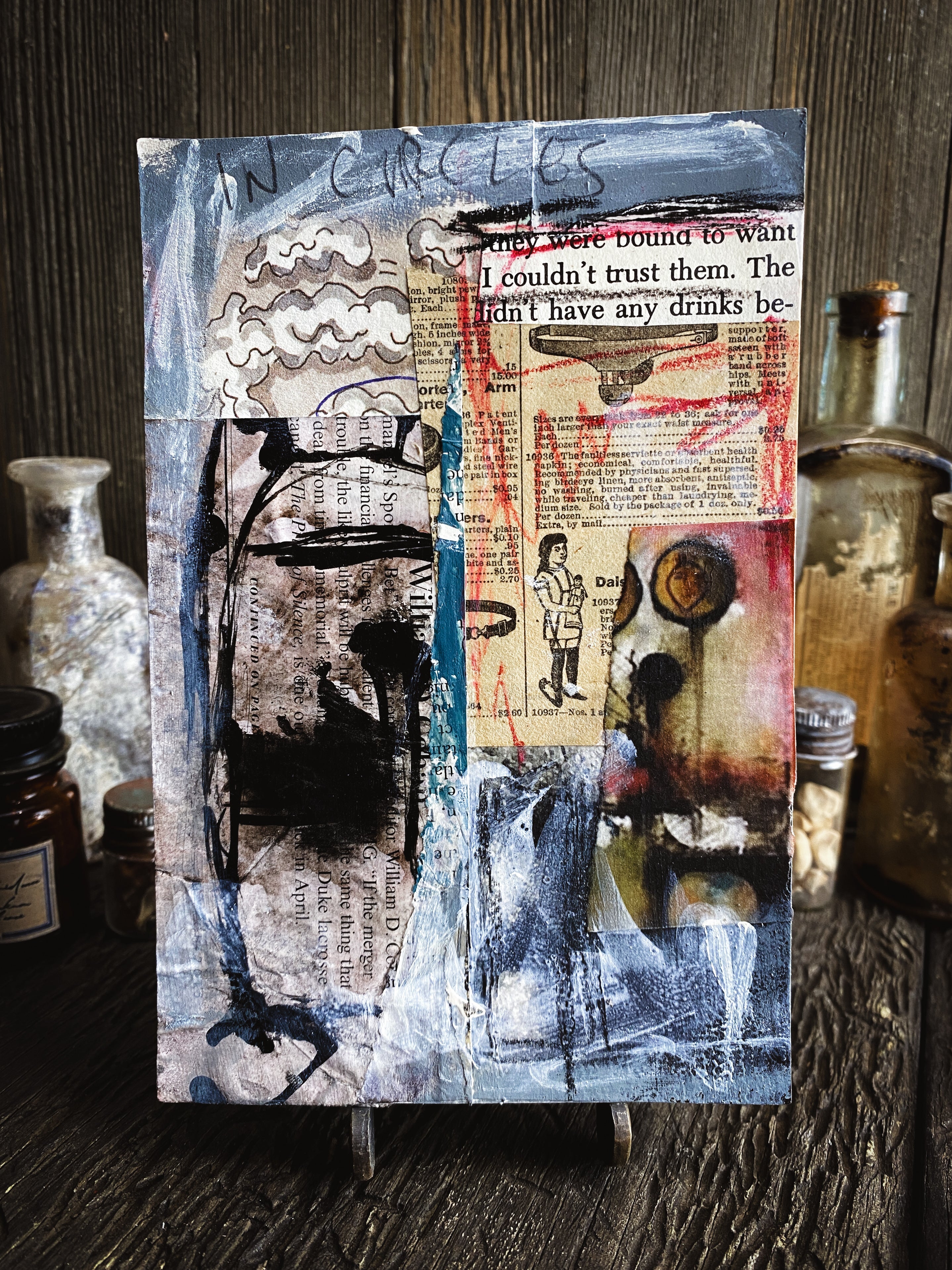 In Circles - Original Mixed Media Collage