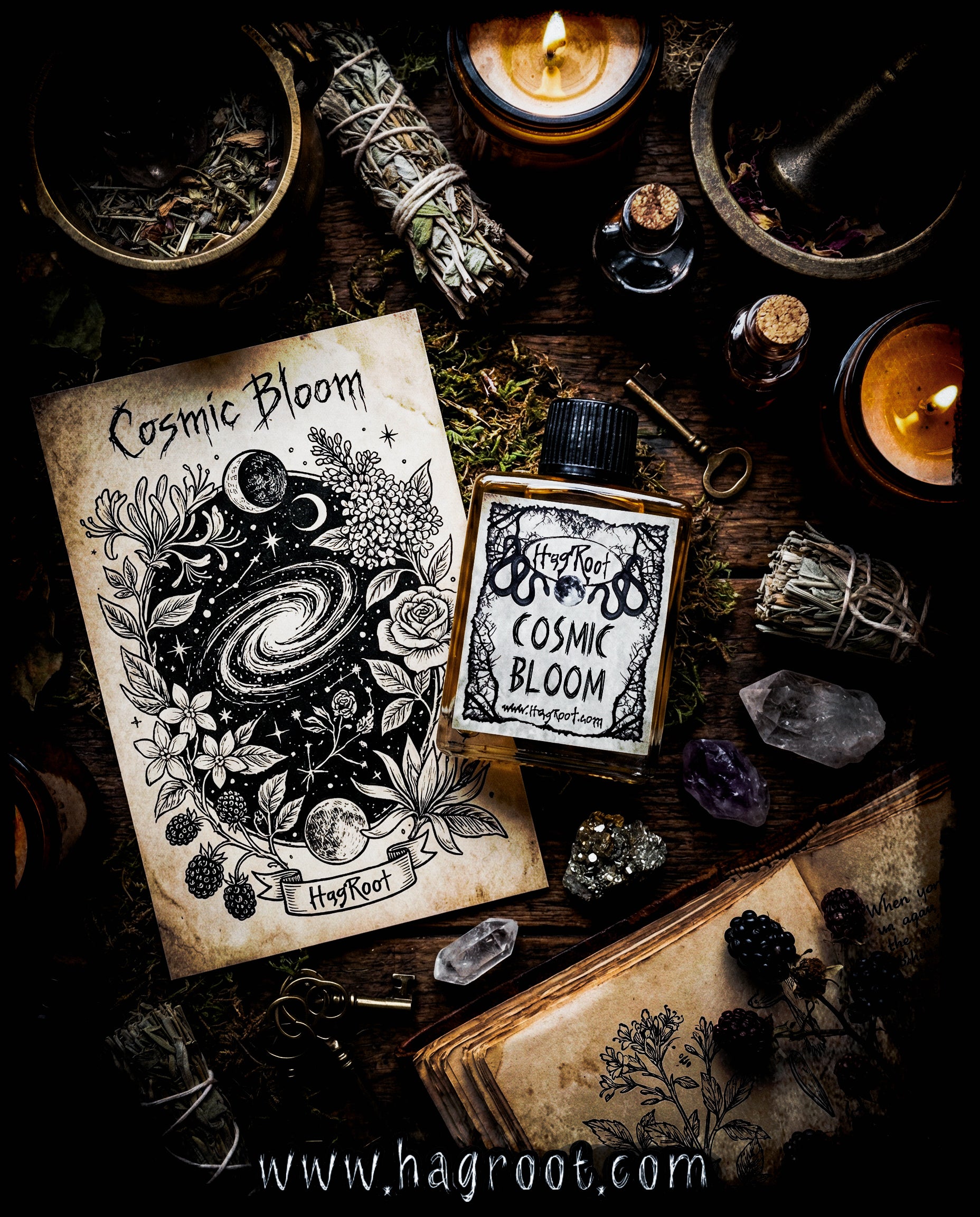 COSMIC BLOOM-(Honeysuckle, Lilac, Neroli, Jasmine, Champaka Flowers, Rose, Blackberry)-Perfume, Cologne, Anointing, Ritual Oil