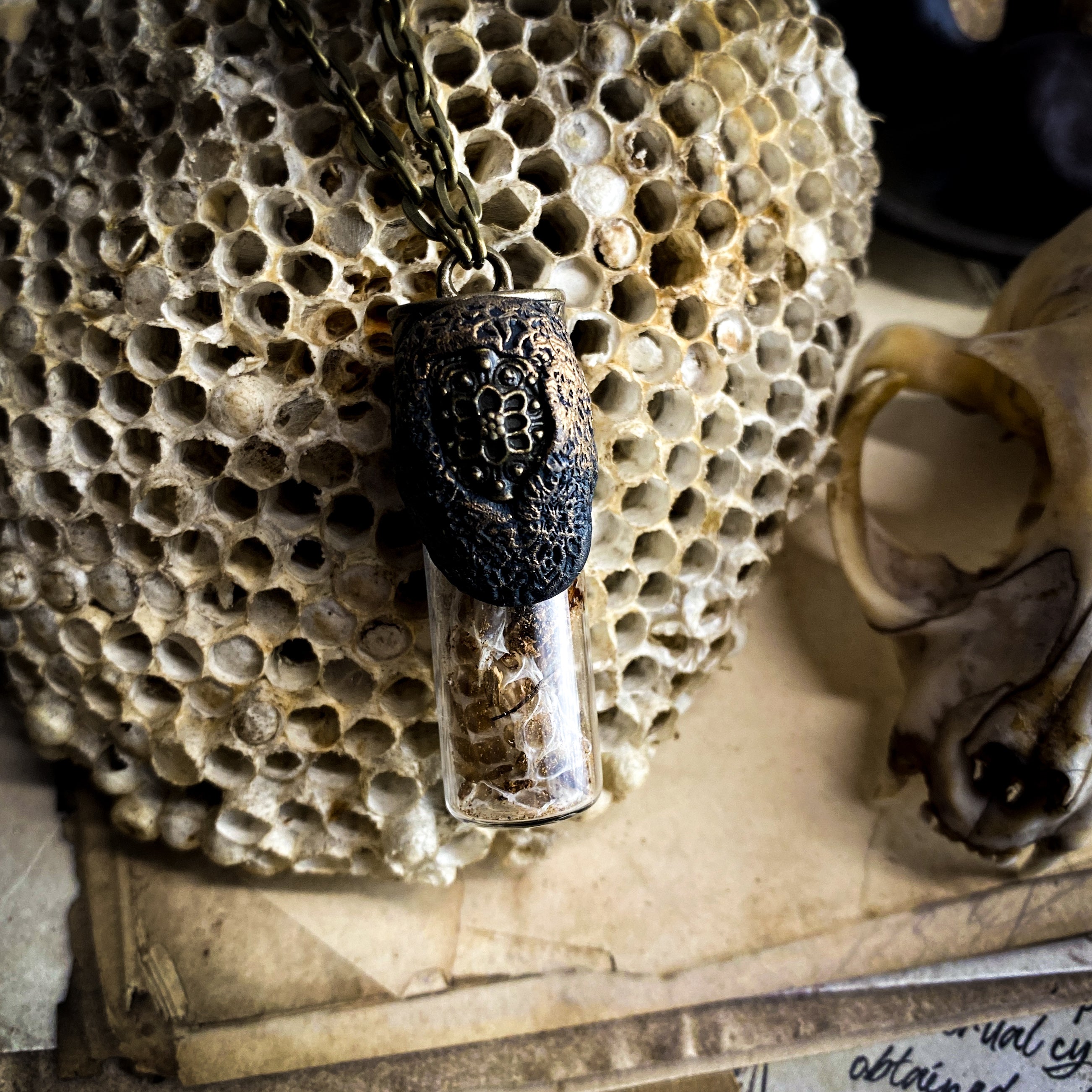 Conjure Necklace for Spirit Workers with Angelica Root + Snake Skin