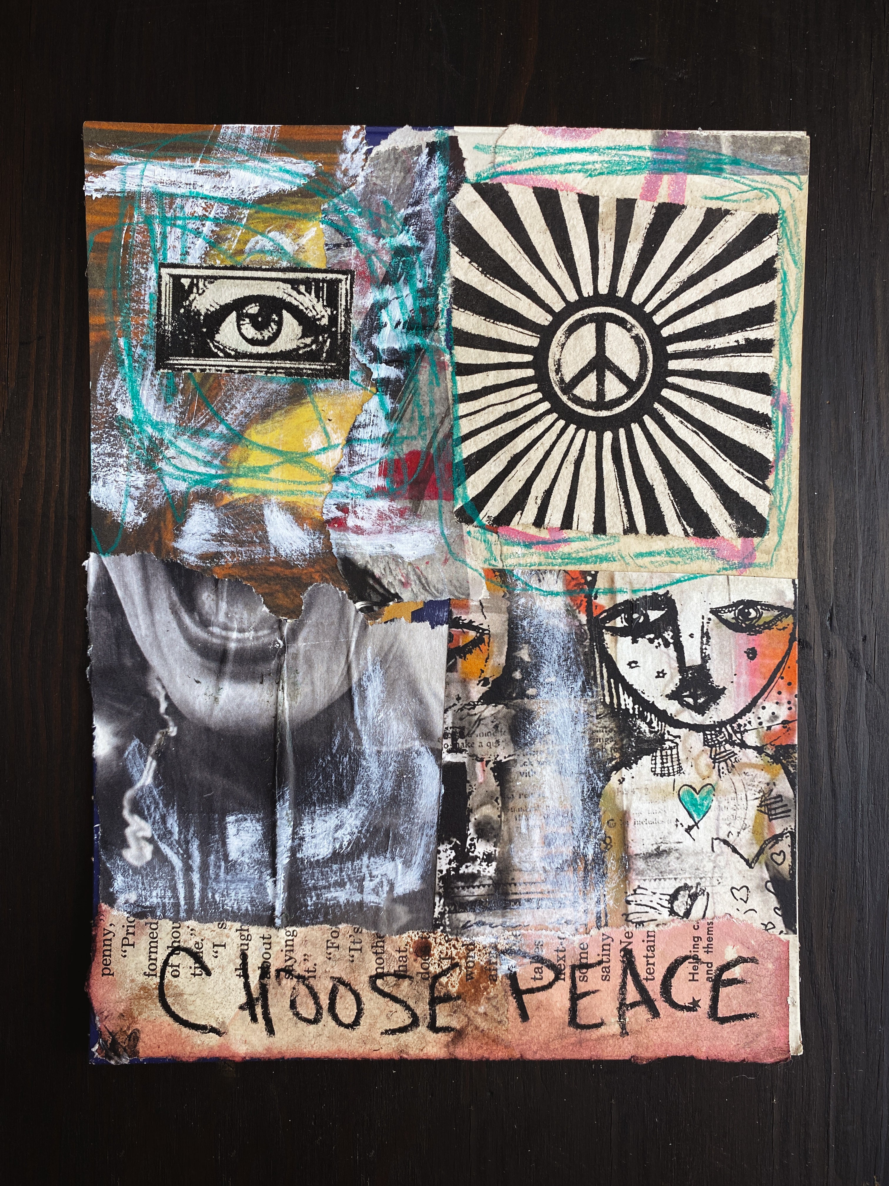 Choose Peace - Original Mixed Media Collage