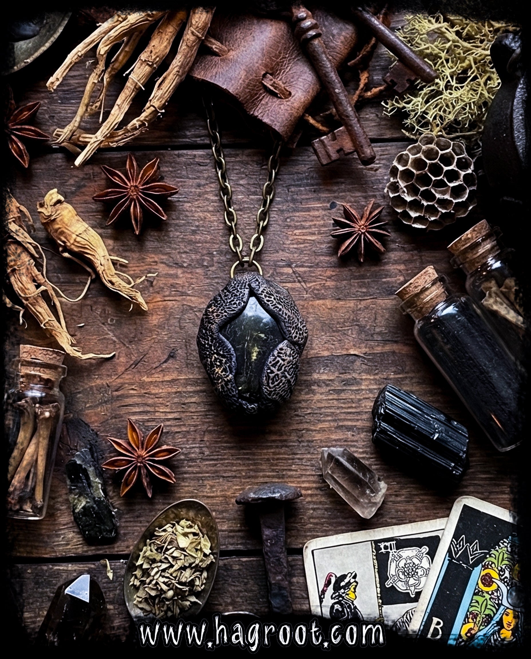 Labradorite Necklace - Handcrafted Clay and Stone Talisman