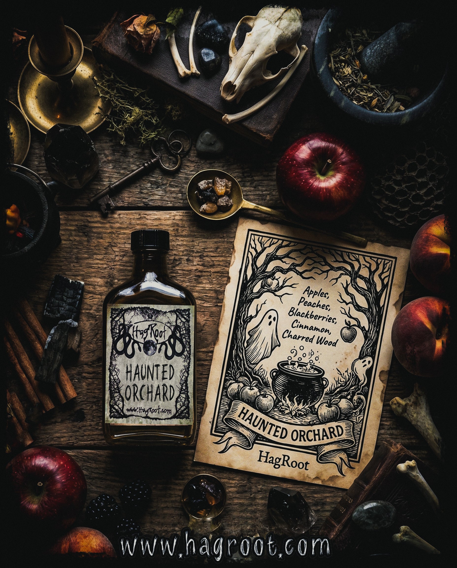 HAUNTED ORCHARD-(Apples, Peaches, Blackberries, Cinnamon, Charred Wood)-Perfume, Cologne, Anointing, Ritual Oil