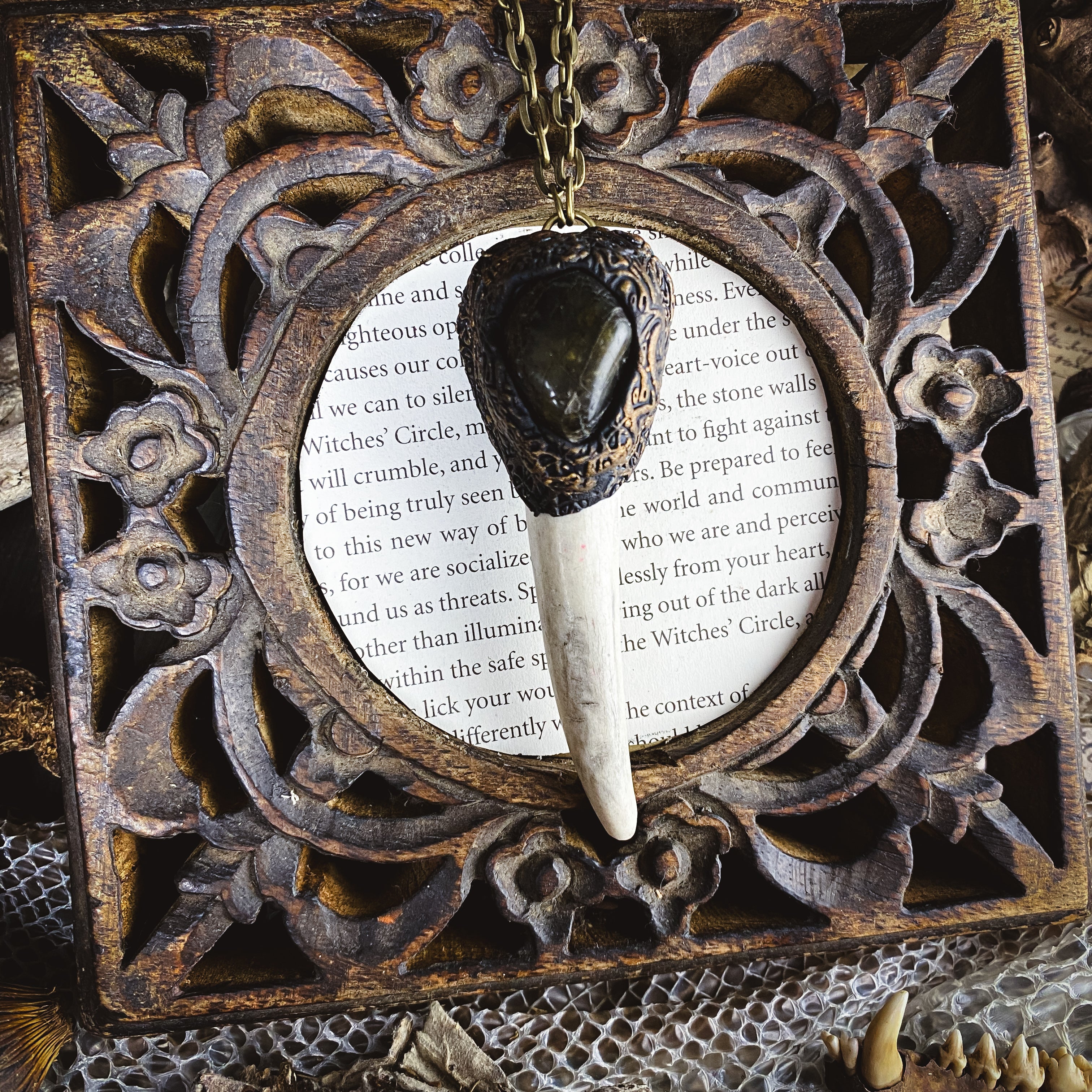 Deer Medicine Necklace - Handcrafted Antler and Labradorite Talisman