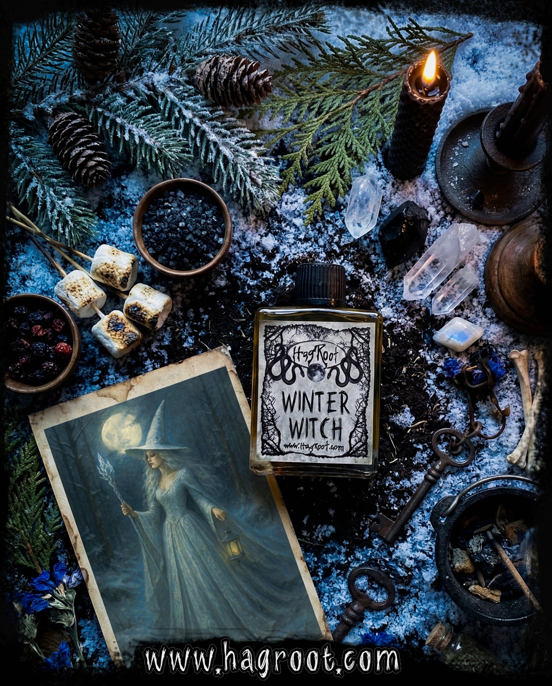 WINTER WITCH-(Peppermint, Cedar, Pine, Roasted Marshmallows)-Perfume, Cologne, Anointing, Ritual Oil