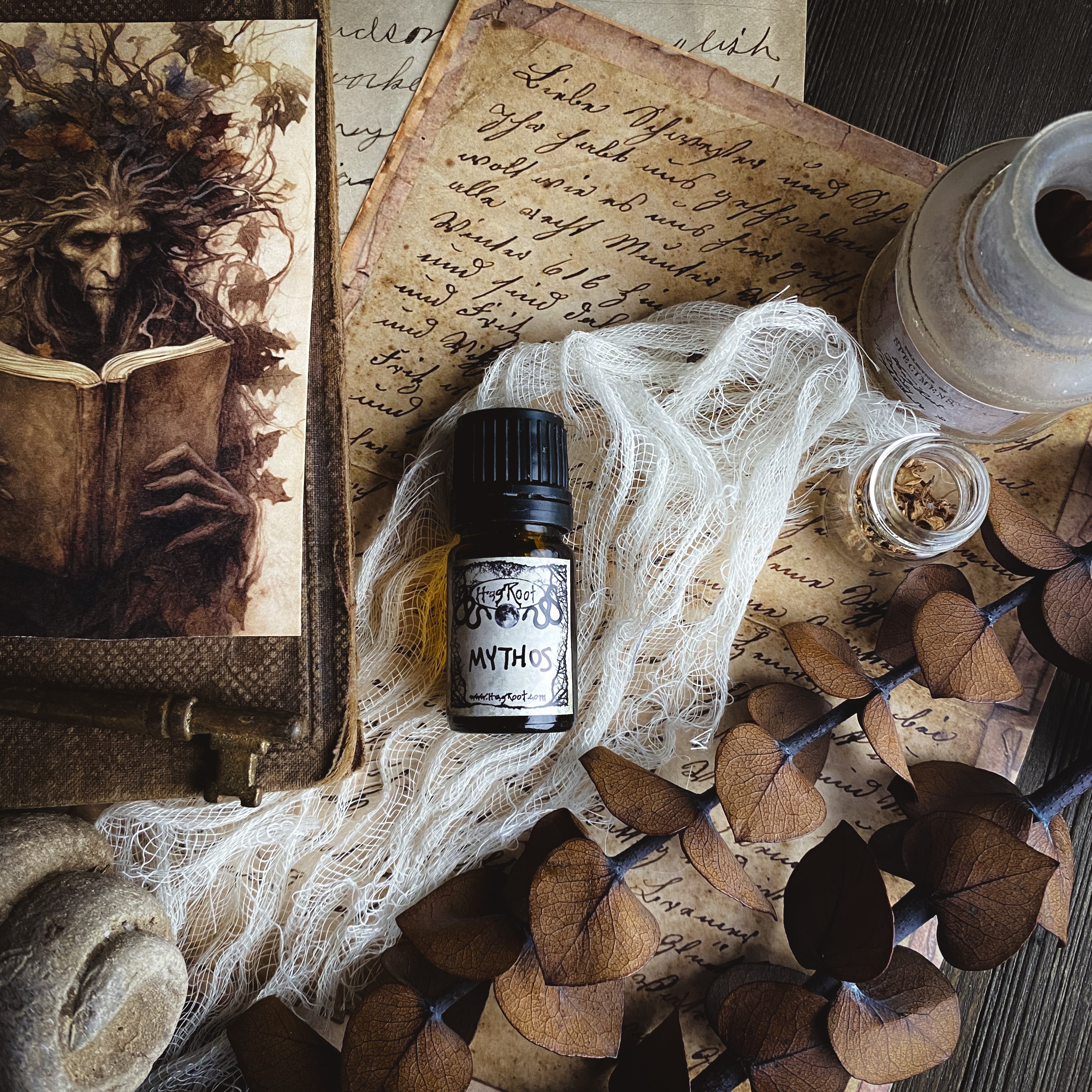 MYTHOS-(Pine, Mint, Vetiver, Frankincense, Cedar, Leather, Patchouli, Saffron)-Perfume, Cologne, Anointing, Ritual Oil
