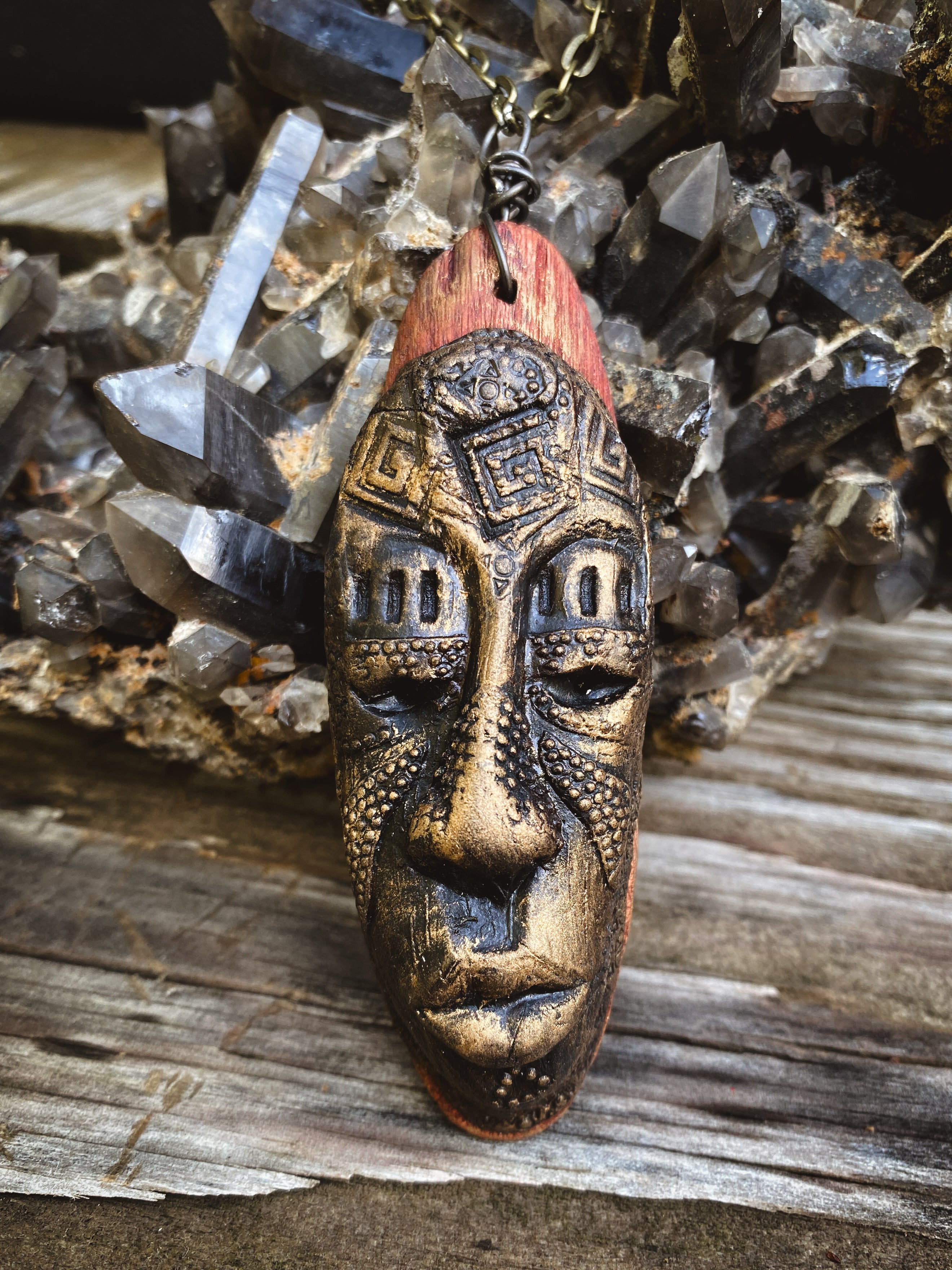 The Dream Weaver - Wood + Clay Talisman/Amulet Necklace