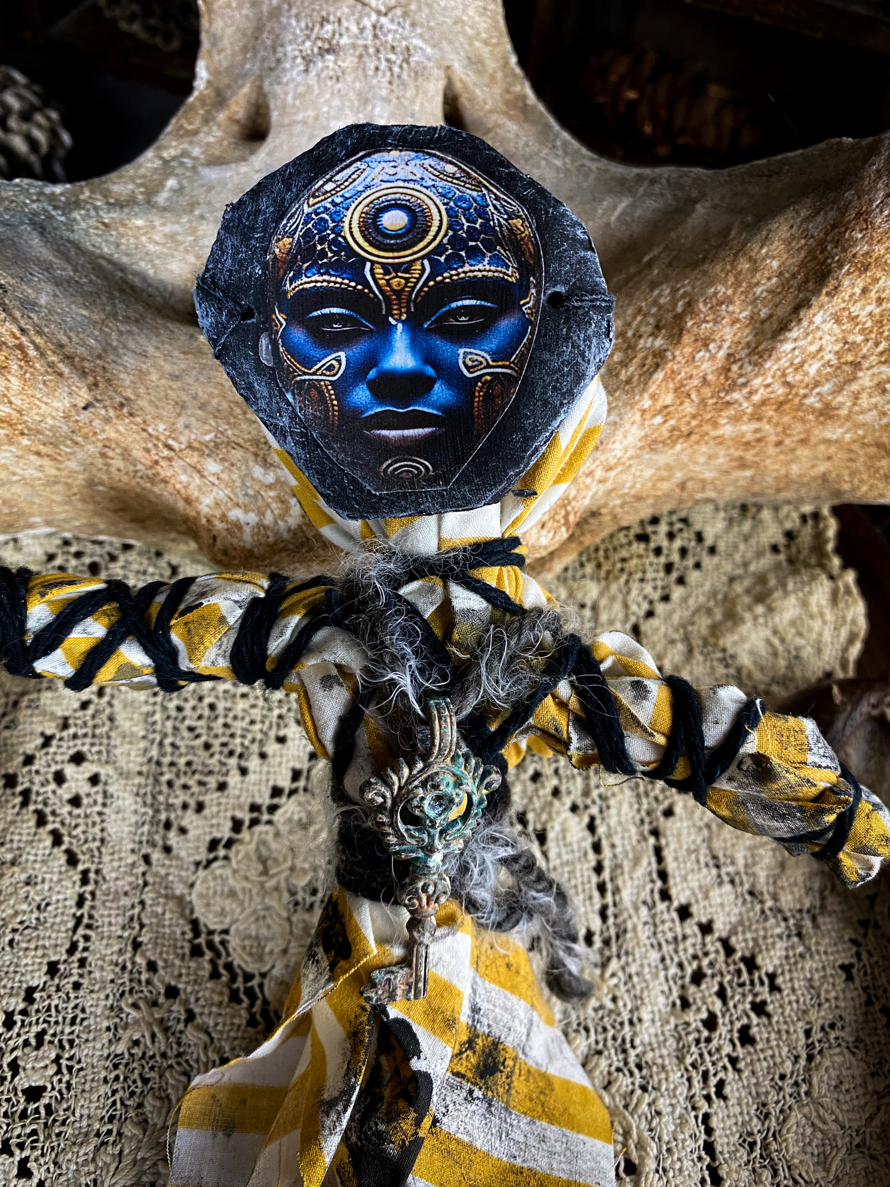Intention Doll Containing Herbs, Roots, Stones, Snake Skin, Shells - Poppet, Conjure Doll, Medicine Doll, Spirit Doll
