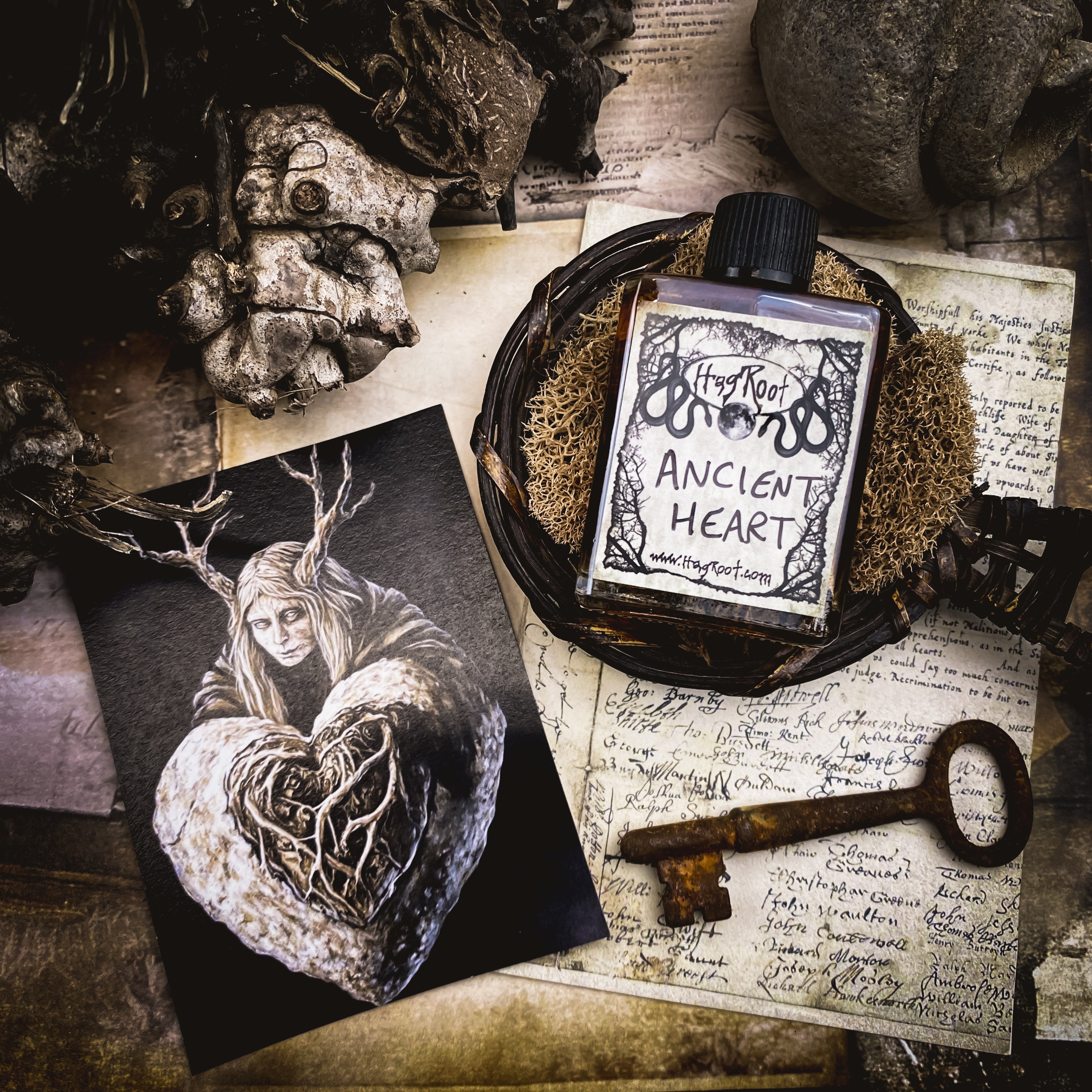 ANCIENT HEART-(Black Tea Leaves, Mahogany Wood, Tobacco)-Perfume, Cologne, Anointing, Ritual Oil