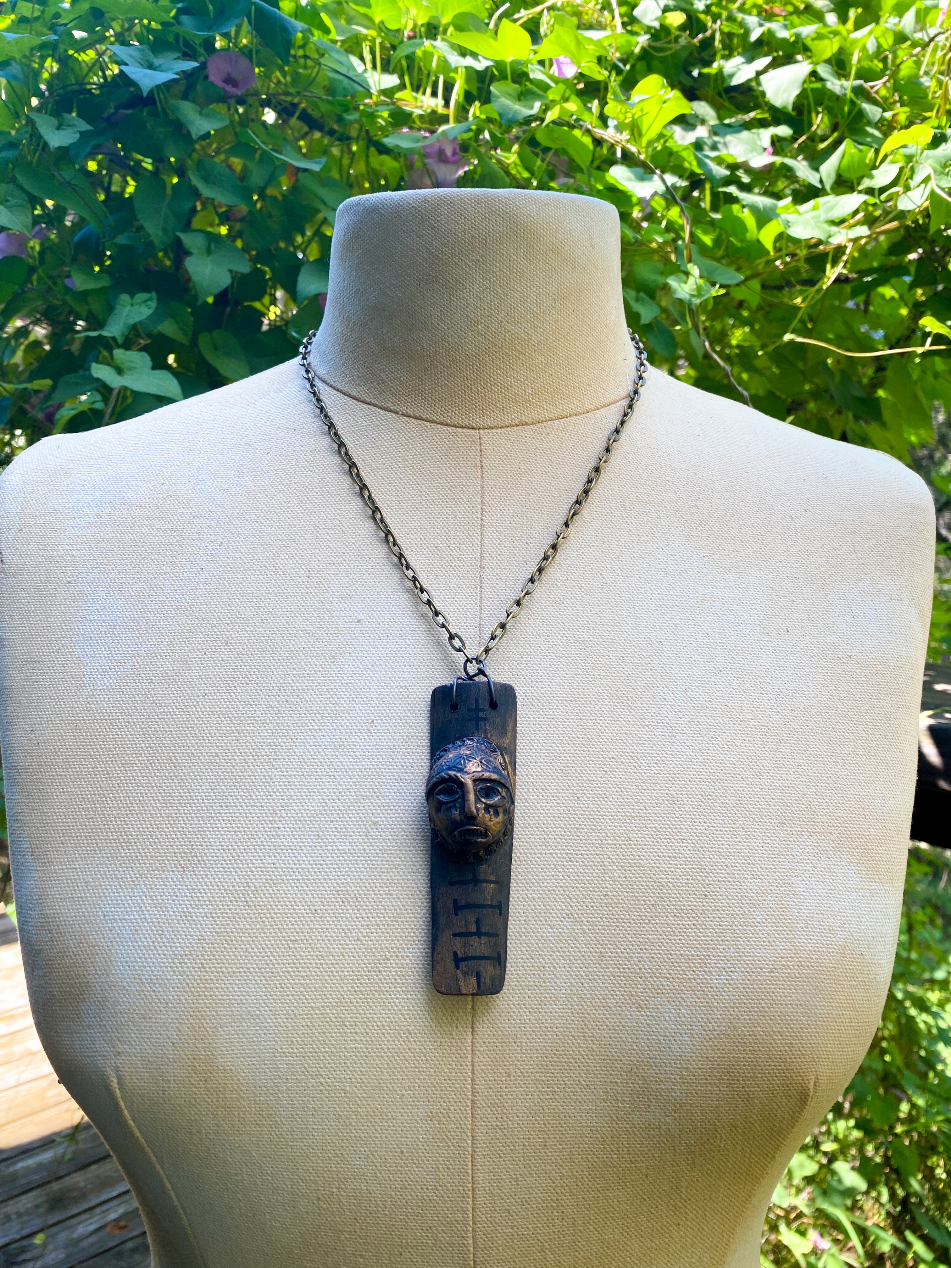 The Flow of Life - Wood + Clay Talisman/Amulet Necklace