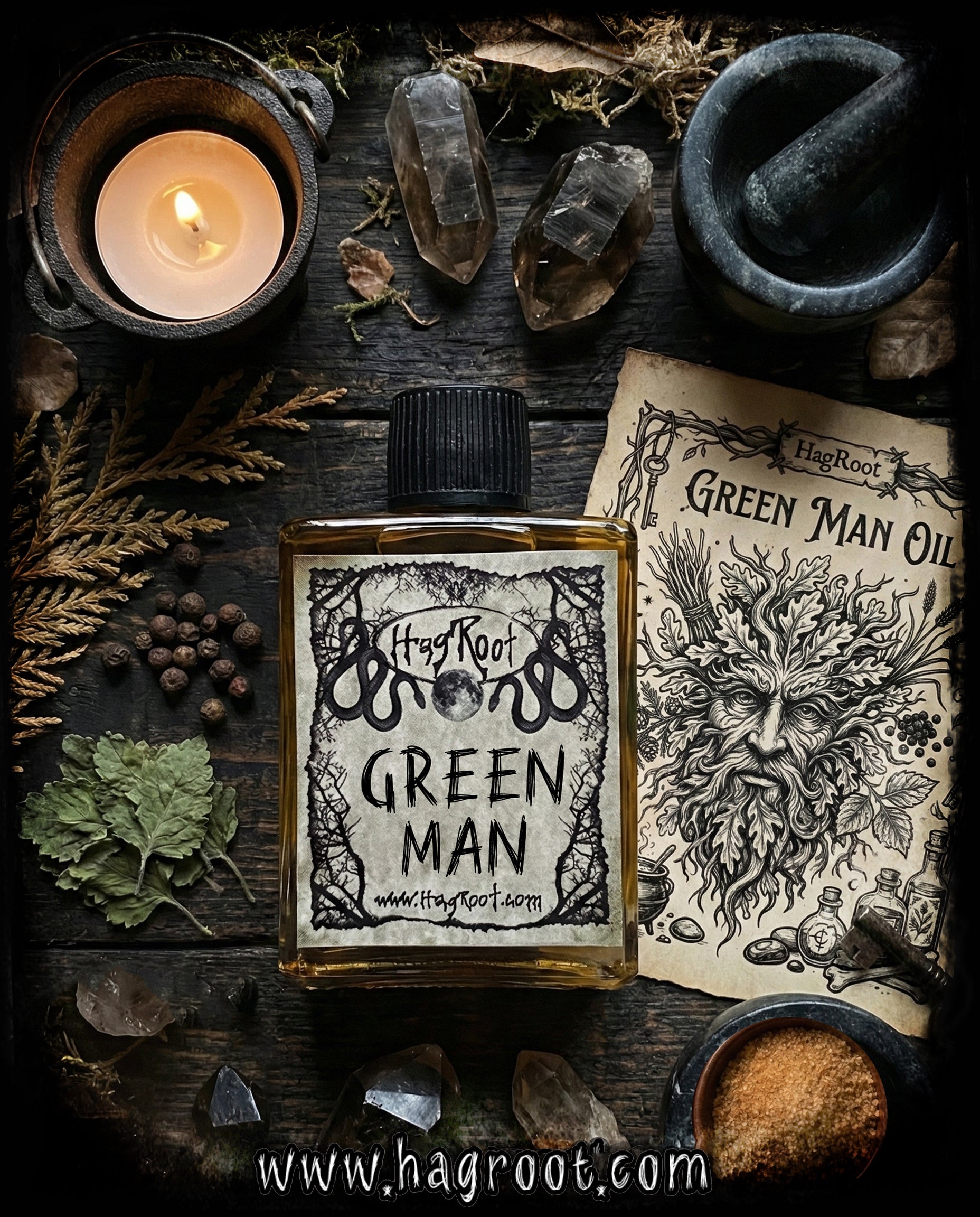 GREEN MAN-(Vetiver, Grass, Cedar, Peppercorn, Patchouli)-Perfume, Cologne, Anointing, Ritual Oil