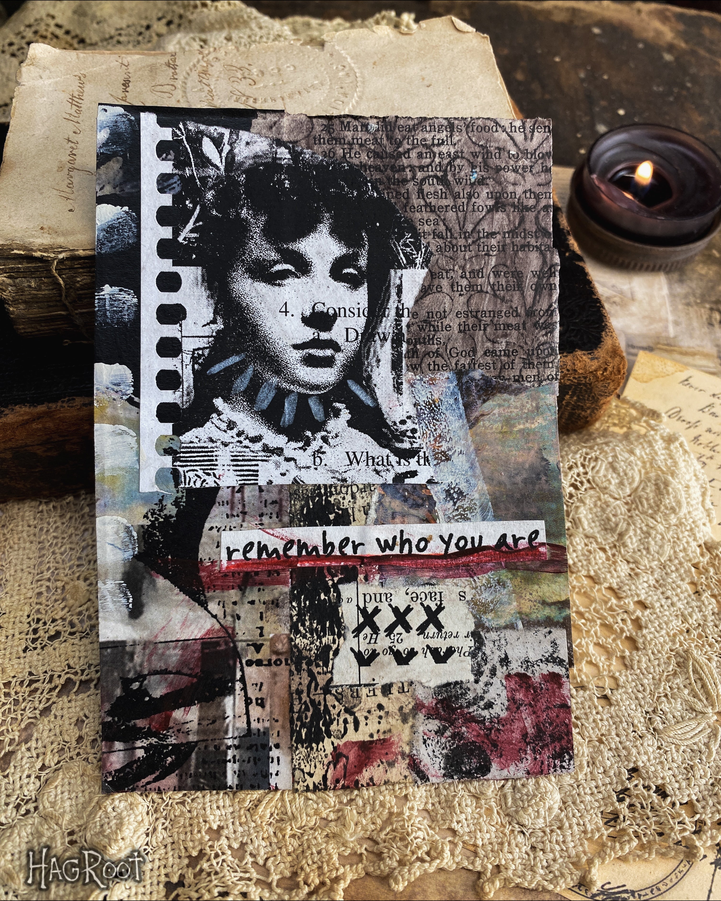 Remember Who You Are - Original Mixed Media Collage - Altar Card