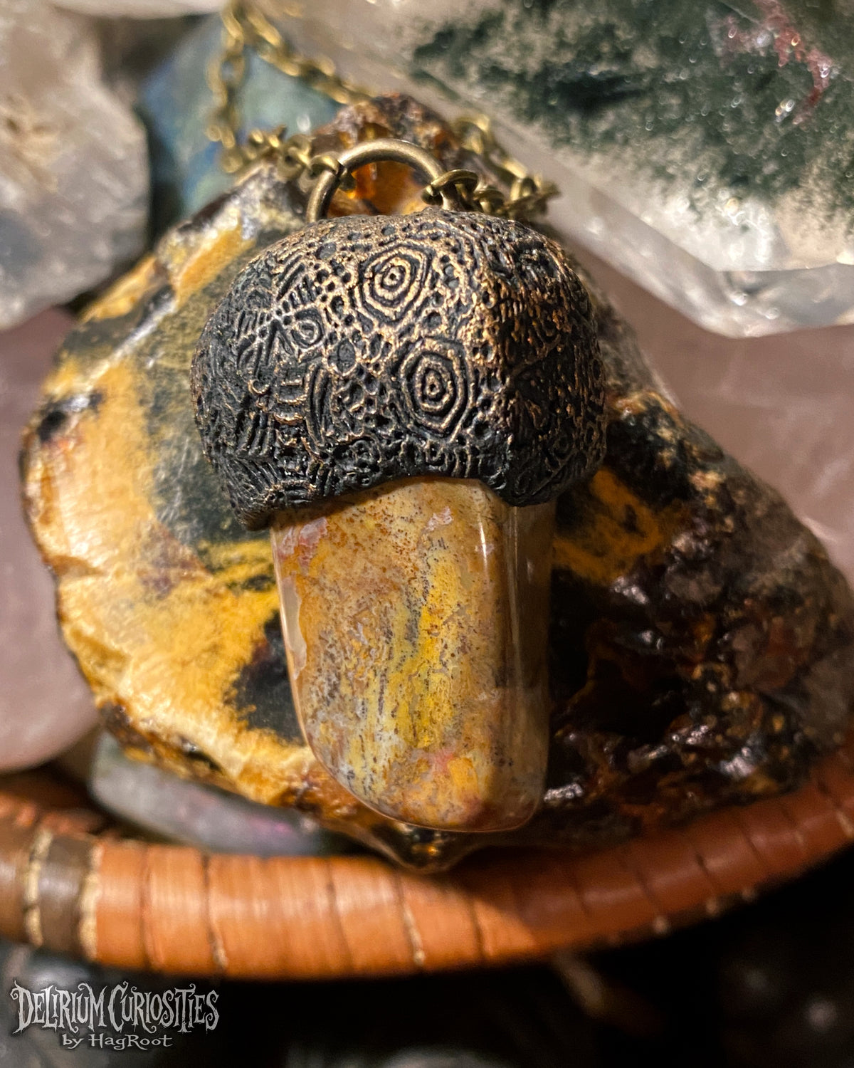 Petrified Wood + Clay Necklace
