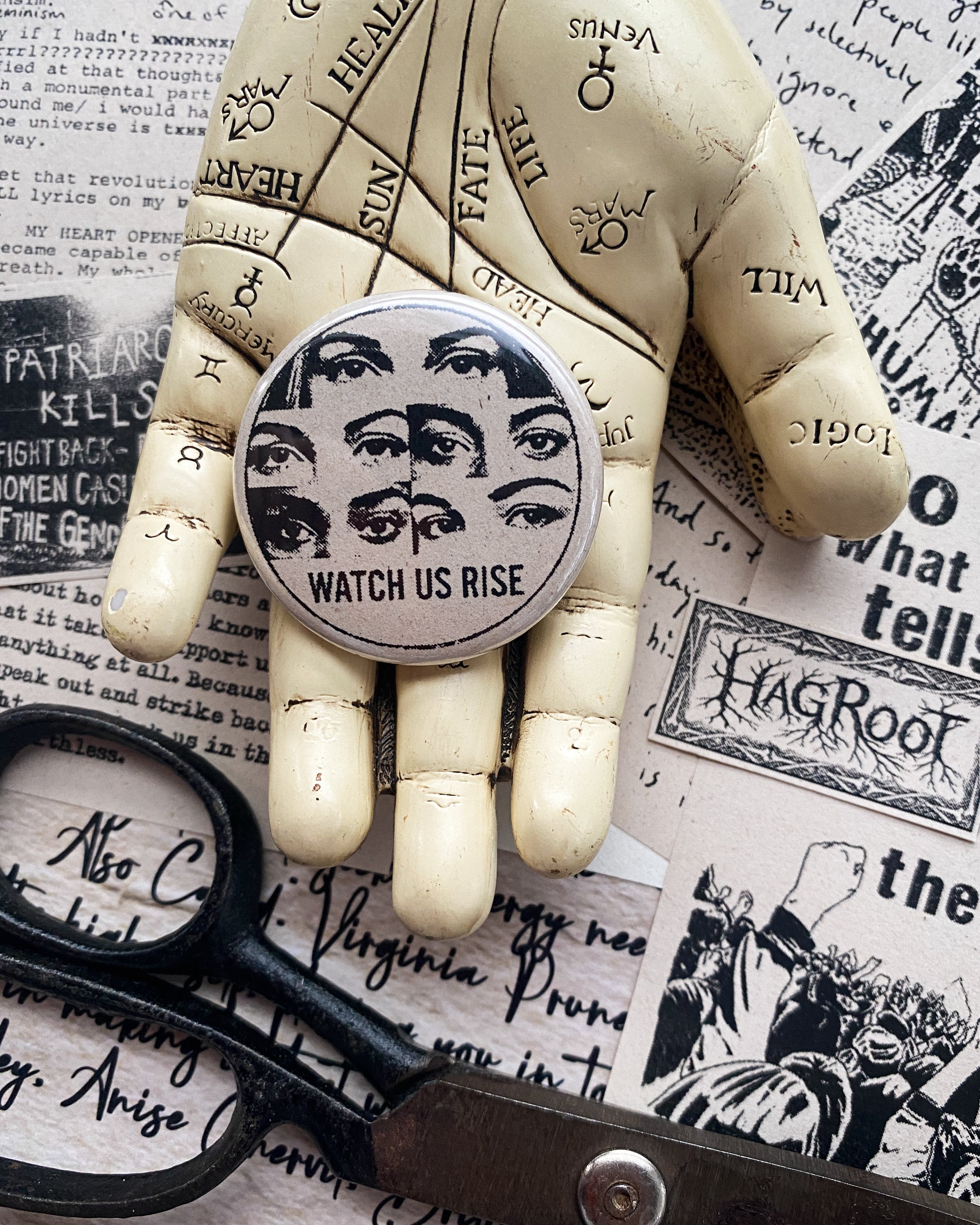 Watch Us Rise - Hand Pressed Button/Pin - 1.5"