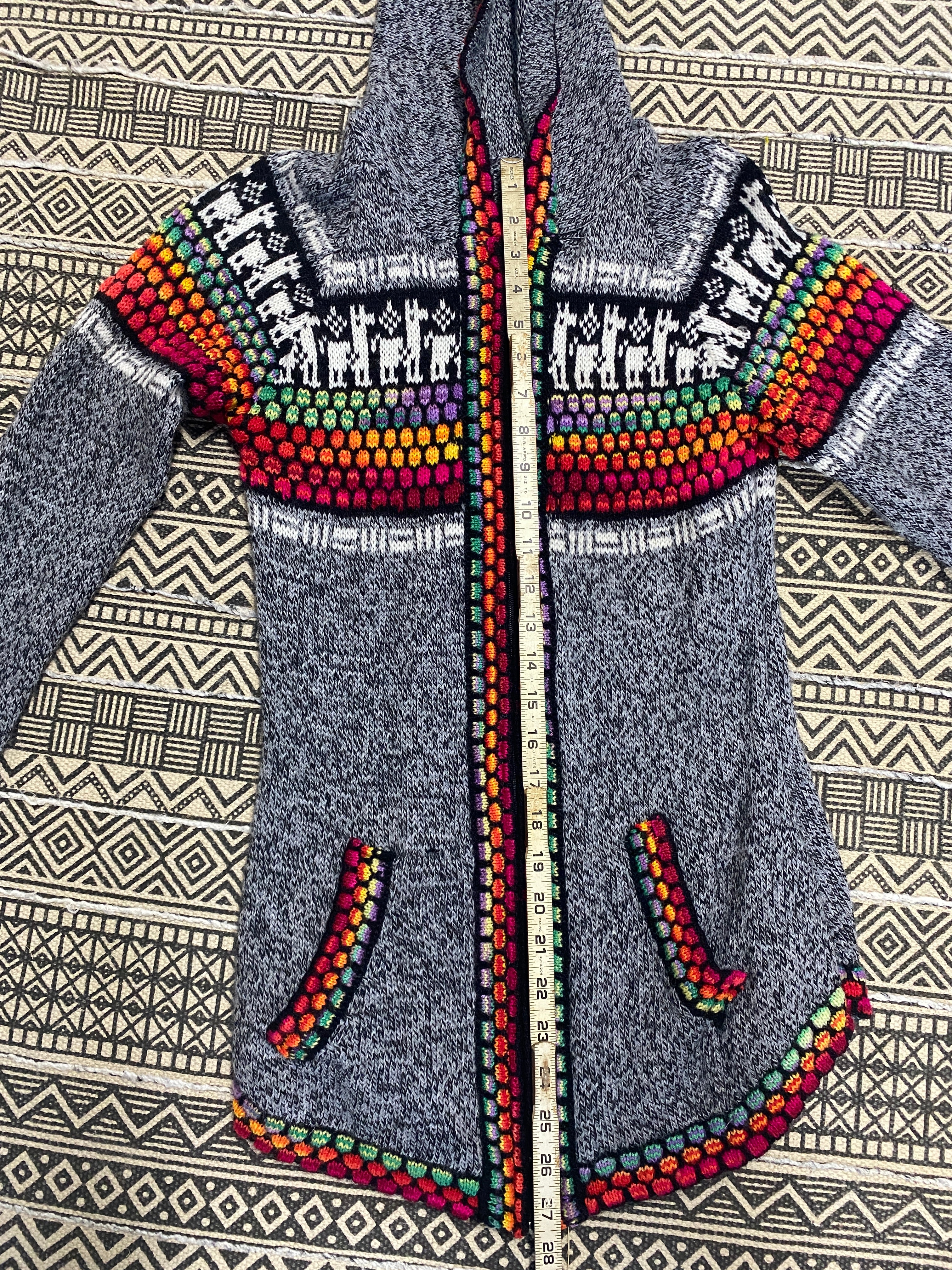 Rainbow Sweater From Peru - Size Small