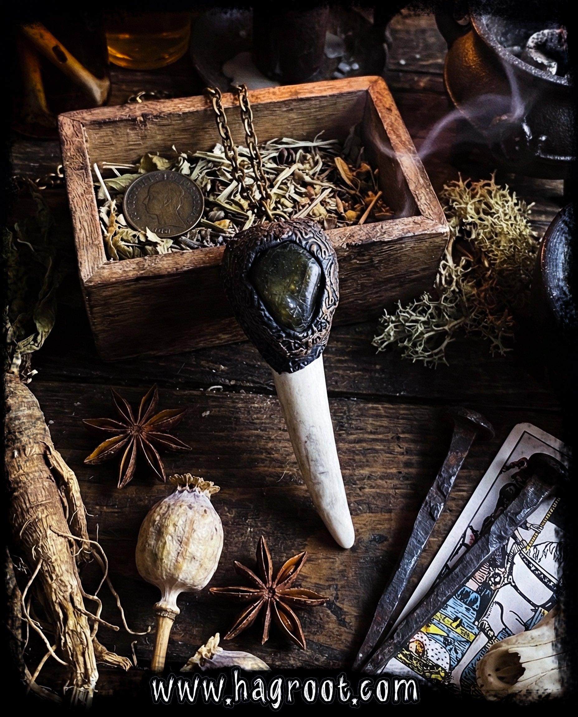 Deer Medicine Necklace - Handcrafted Antler and Labradorite Talisman