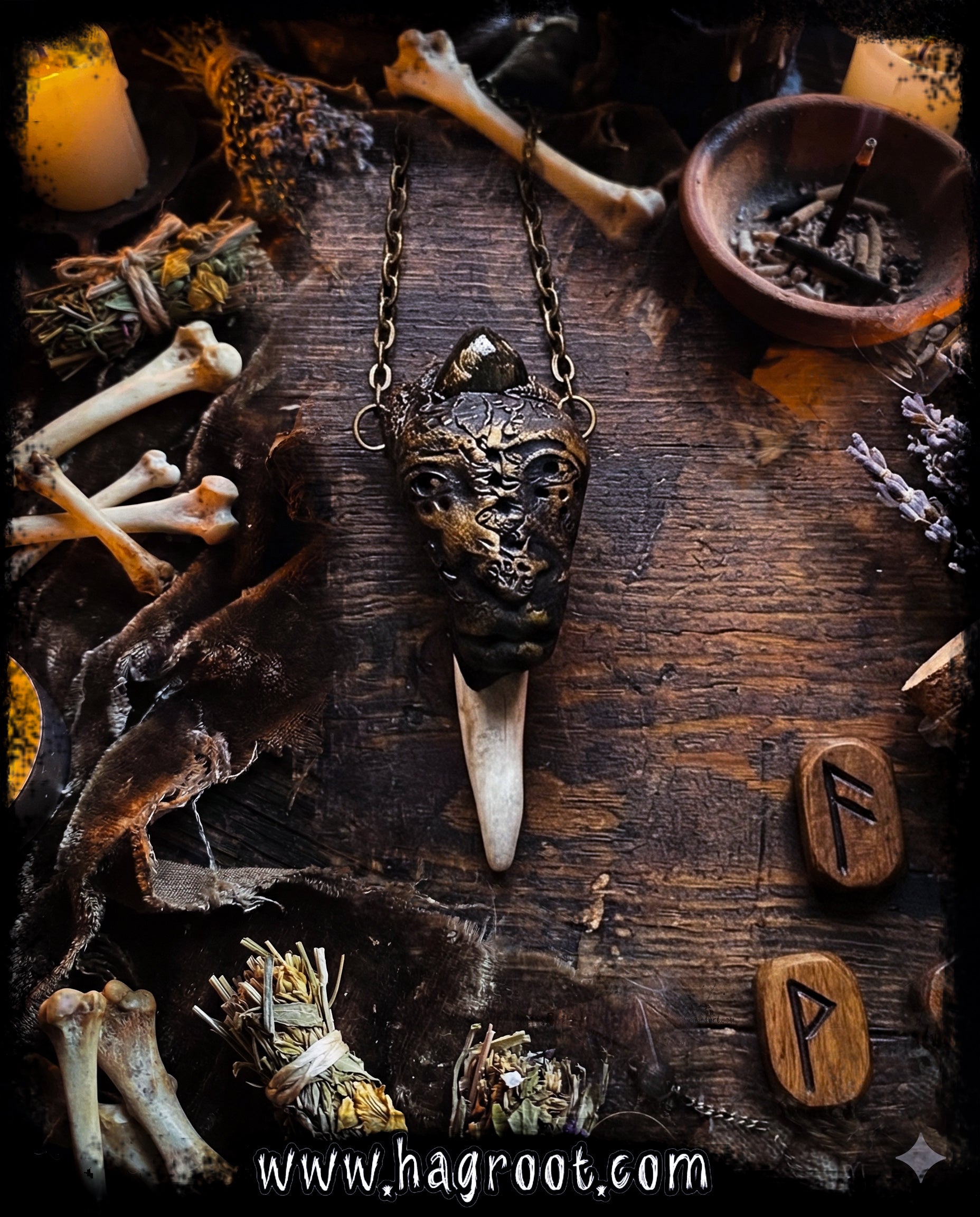 Deer Medicine Necklace - Handcrafted Antler and Labradorite Talisman