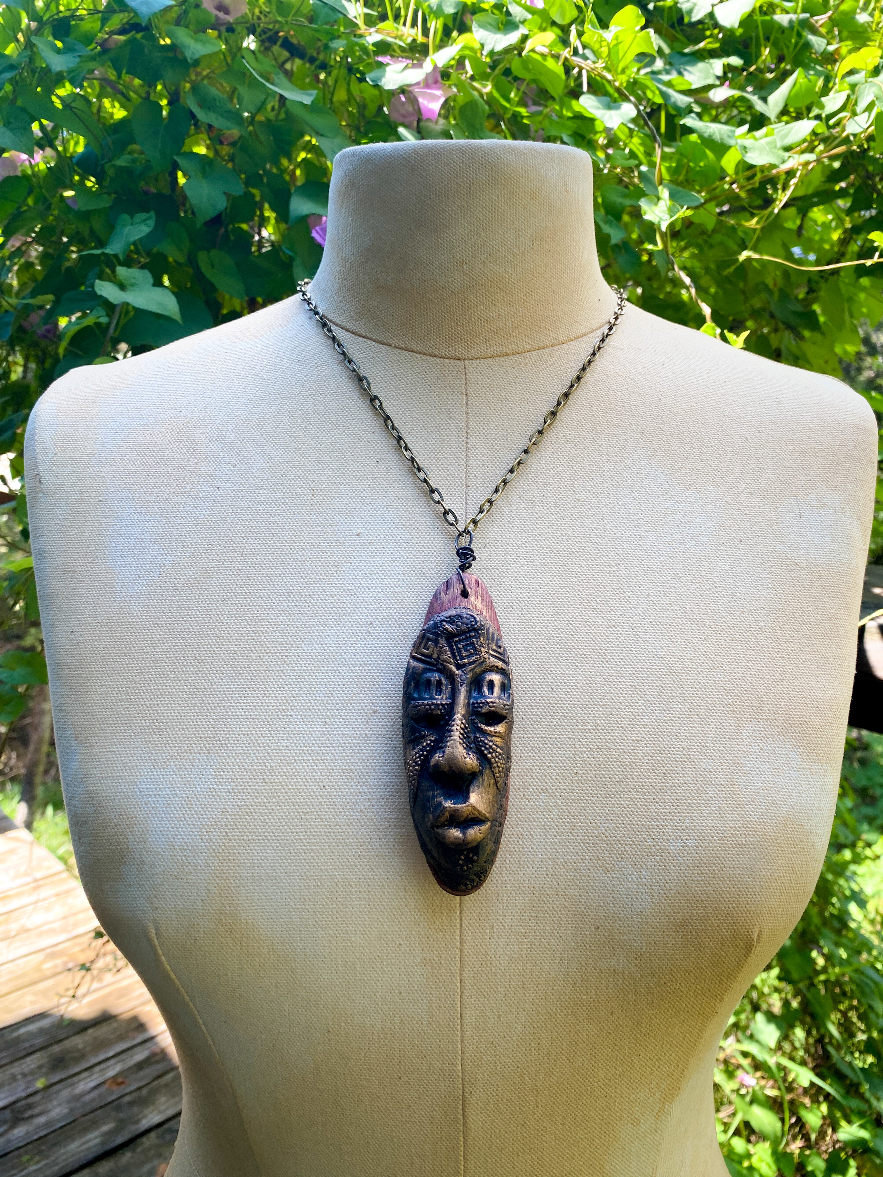 The Dream Weaver - Wood + Clay Talisman/Amulet Necklace