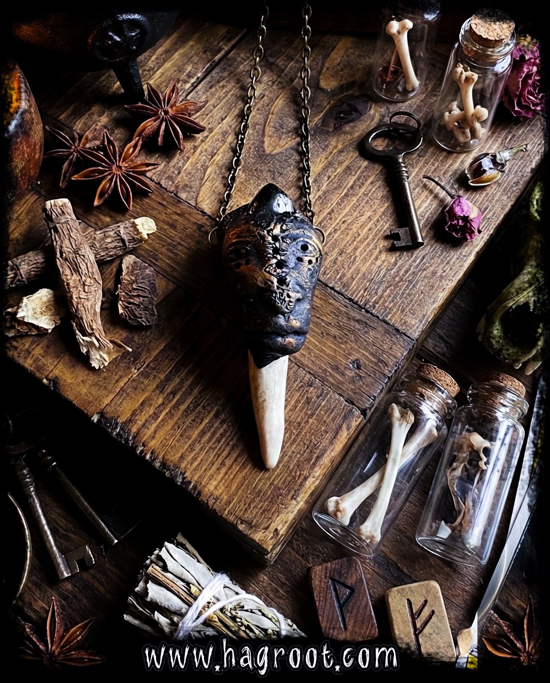 Deer Medicine Necklace - Handcrafted Antler and Labradorite Talisman