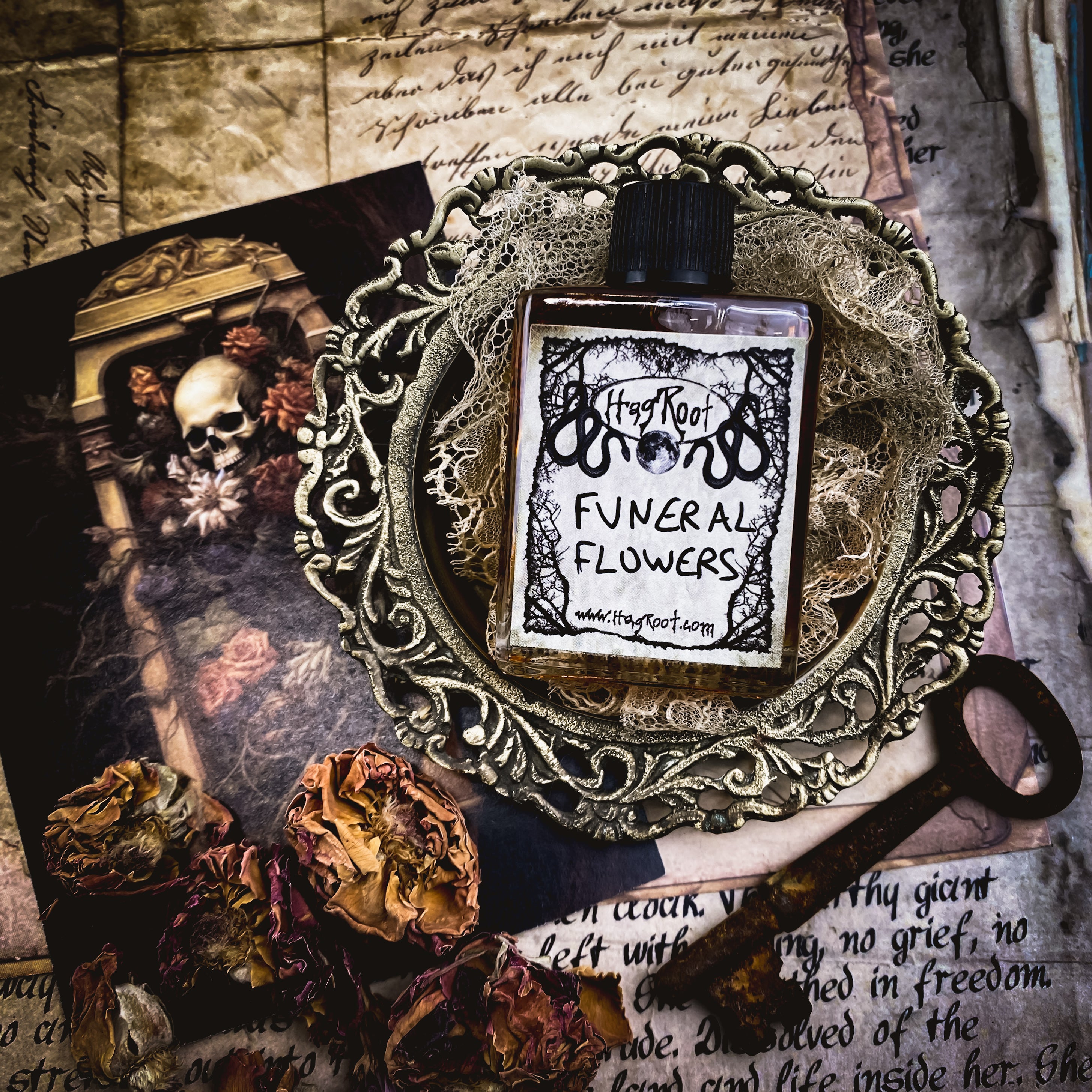 FUNERAL FLOWERS-(Rose, Lilac, Magnolia, Patchouli, Dirt)-Perfume, Cologne, Anointing, Ritual Oil
