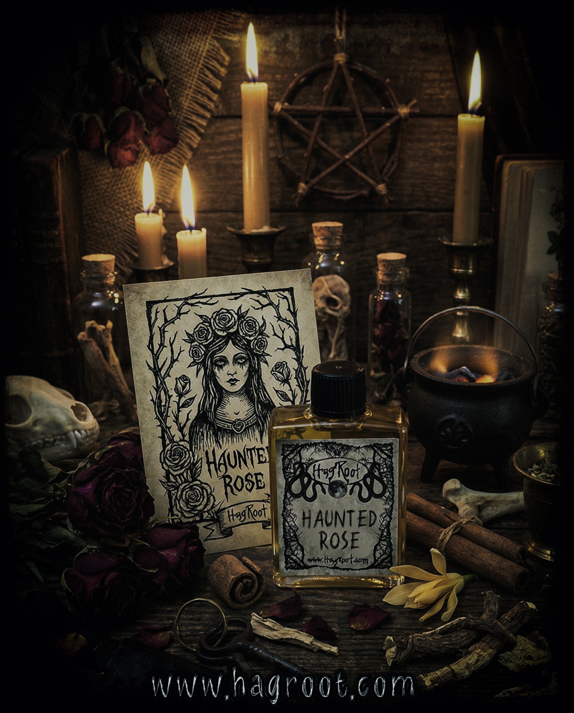 HAUNTED ROSE-(Rose, Leather, Cinnamon, Patchouli, Champaca Flowers)-Perfume, Cologne, Anointing, Ritual Oil