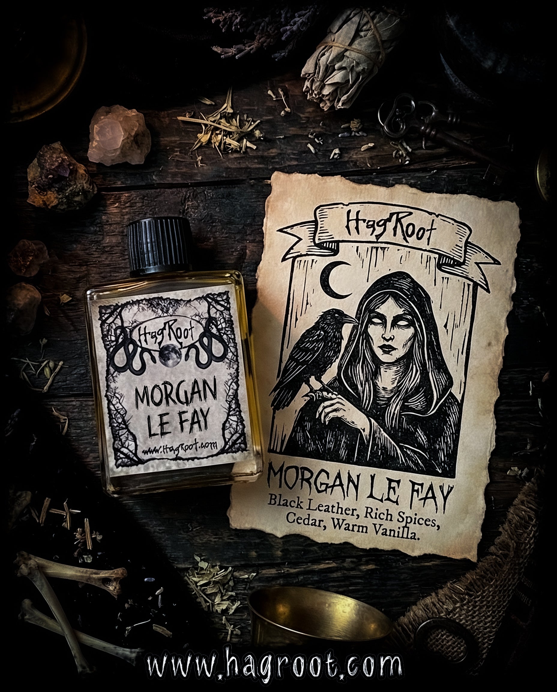 MORGAN LE FAY-(Black Leather, Rich Spices, Cedar, Pumpkin, Warm Vanilla)-Perfume, Cologne, Anointing, Ritual Oil