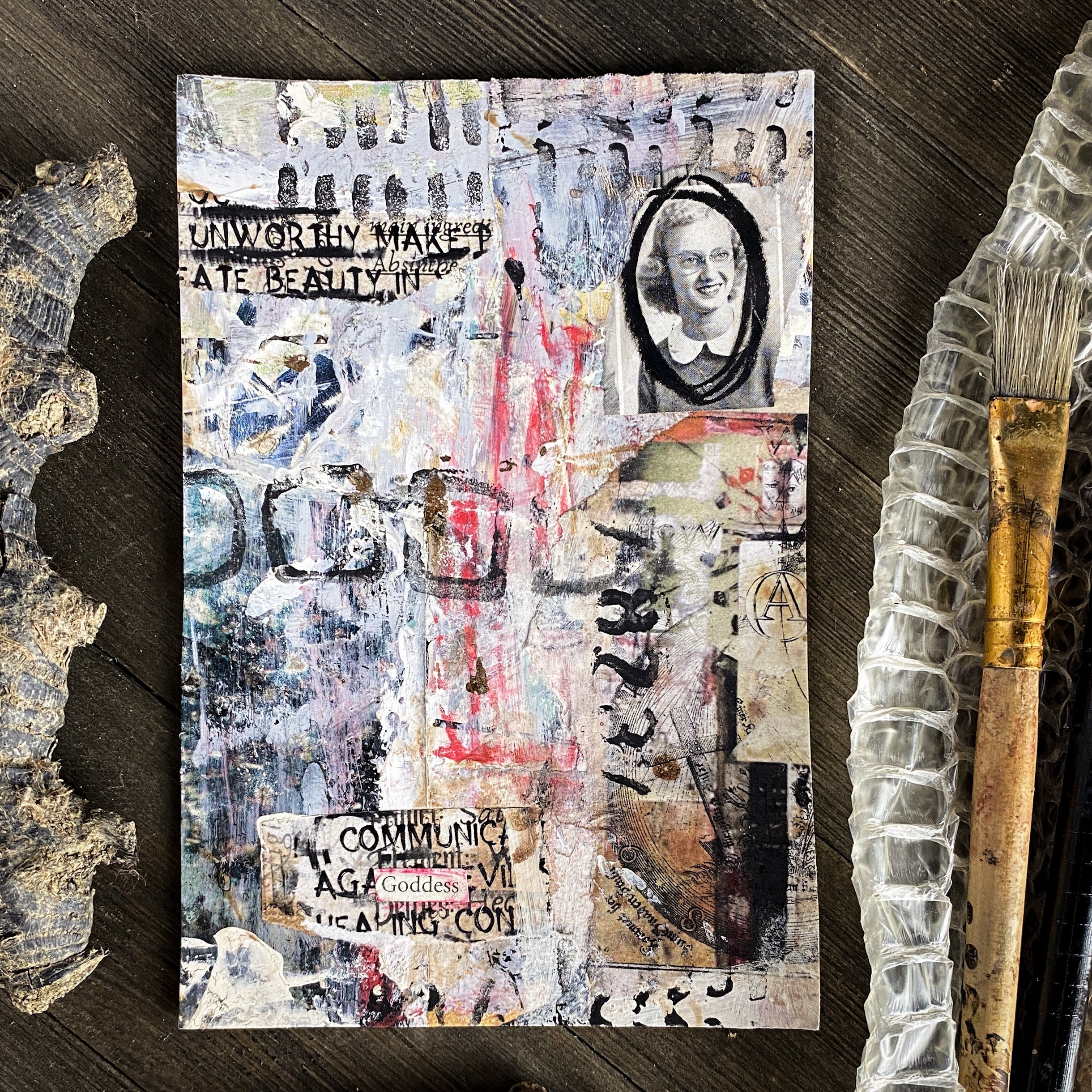 Unworthy/Goddess - Original Mixed Media Collage