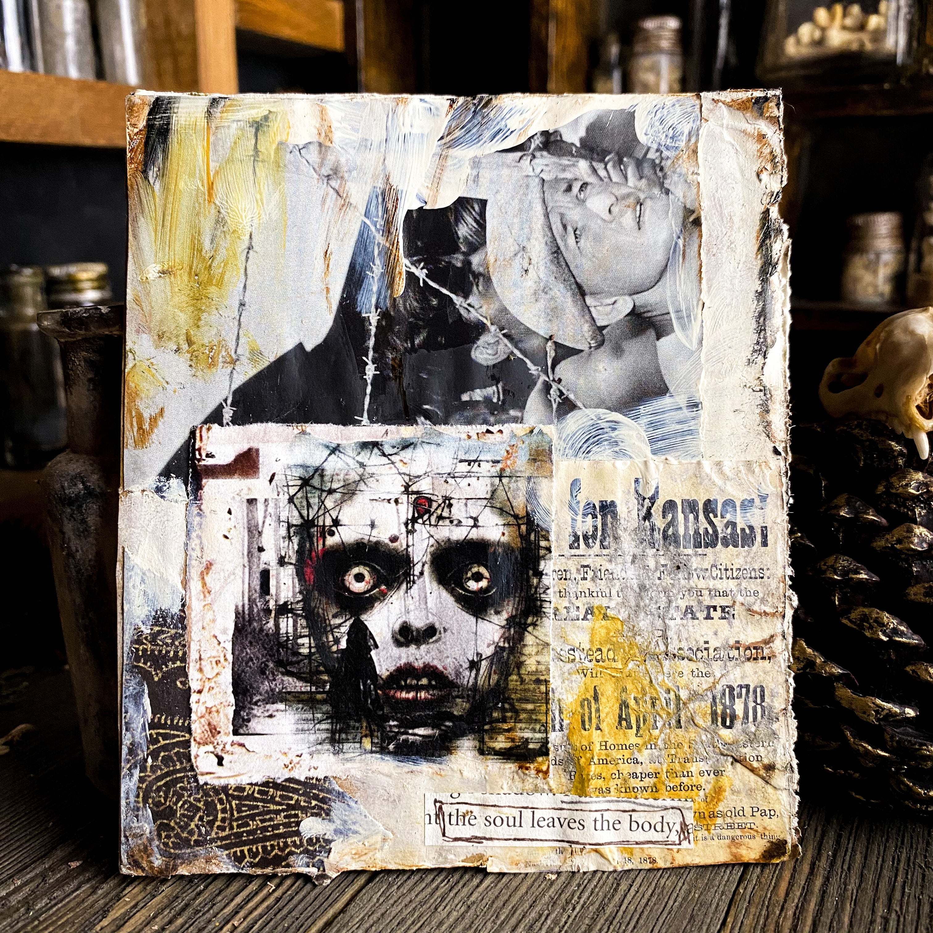 The Soul Leaves the Body - Original Mixed Media Collage