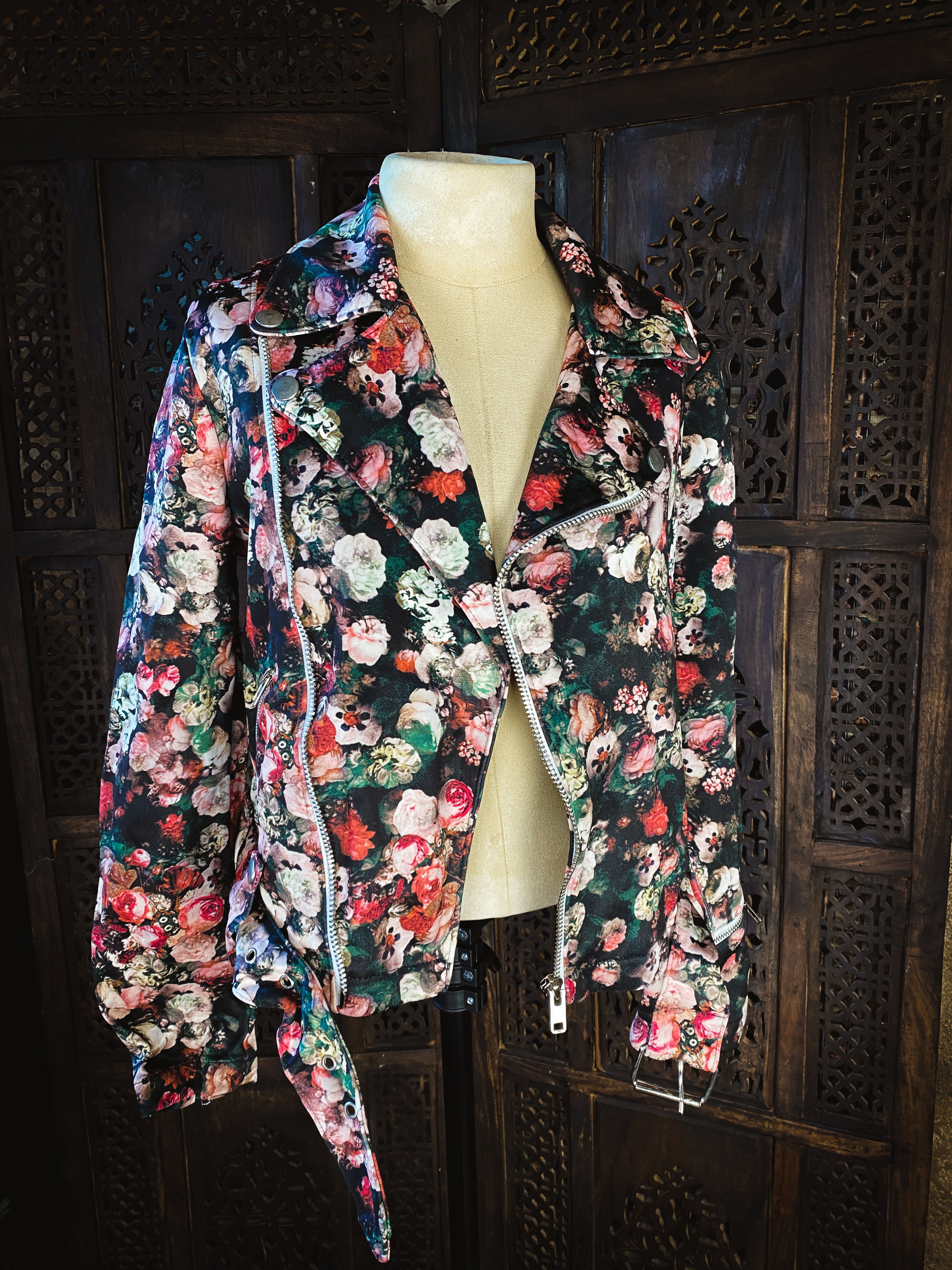 Floral Print Punk Jacket - Size Small