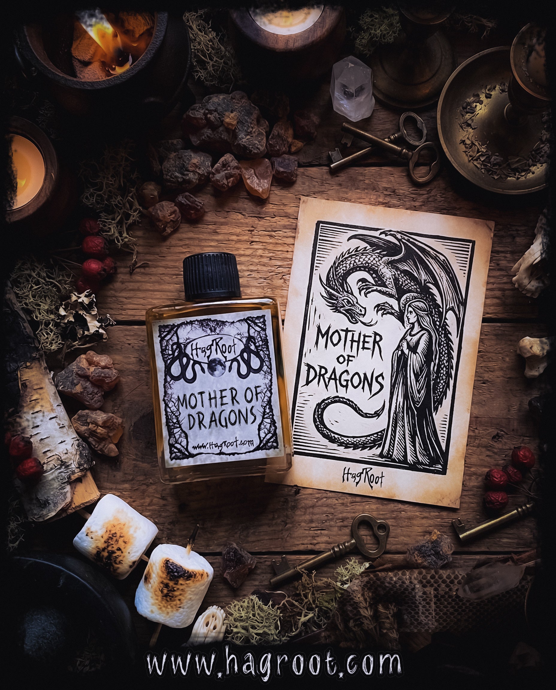 MOTHER OF DRAGONS-(Dragons Blood, Moss, Charred Birch, Smoked Marshmallow, Hawthorn Berry)-Perfume, Cologne, Anointing, Ritual Oil