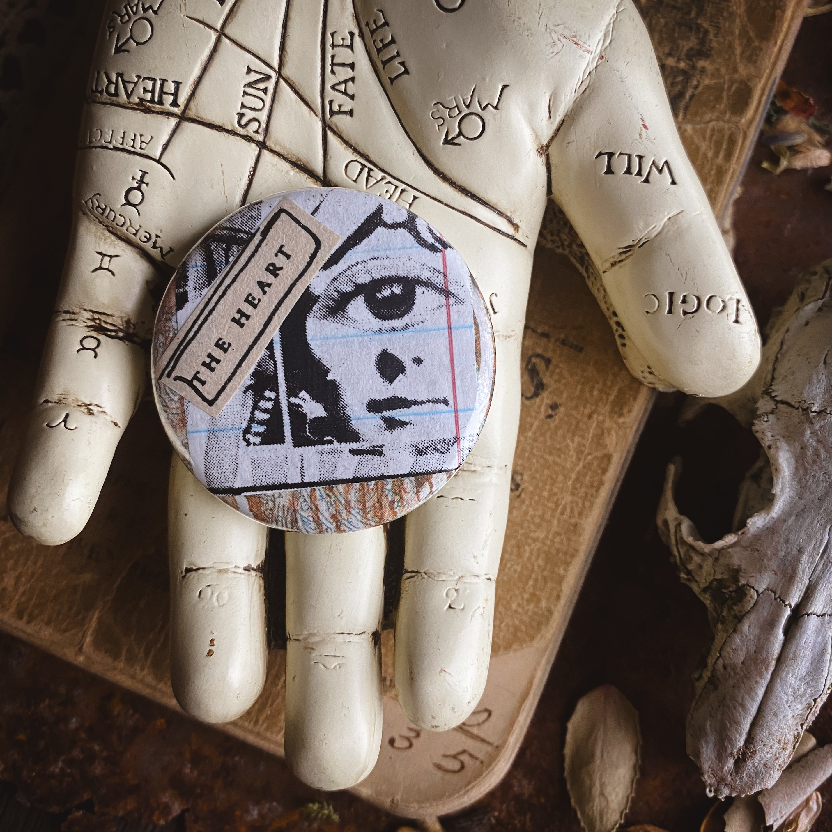 The Heart - Hand Pressed Button/Pin - 1.5"