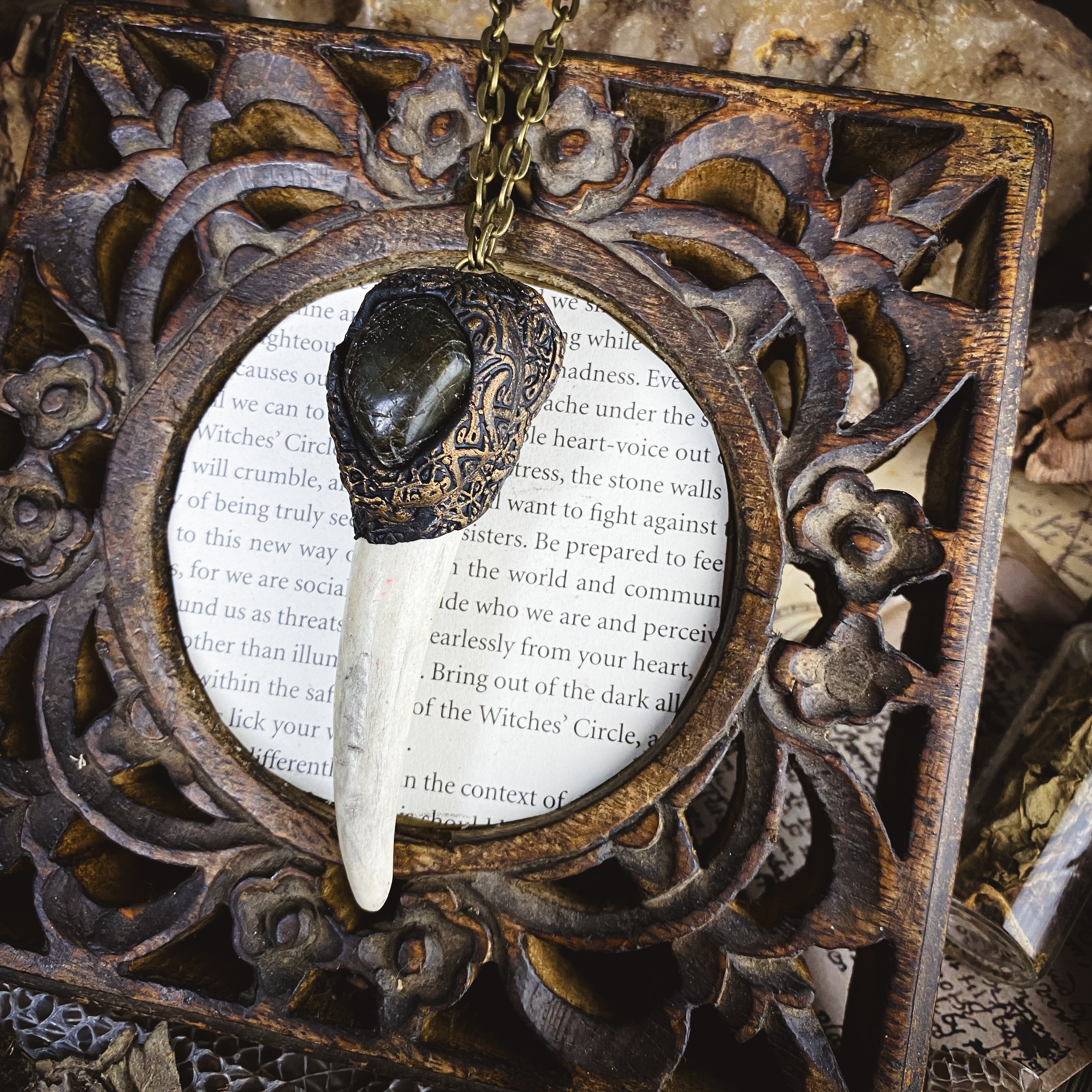 Deer Medicine Necklace - Handcrafted Antler and Labradorite Talisman