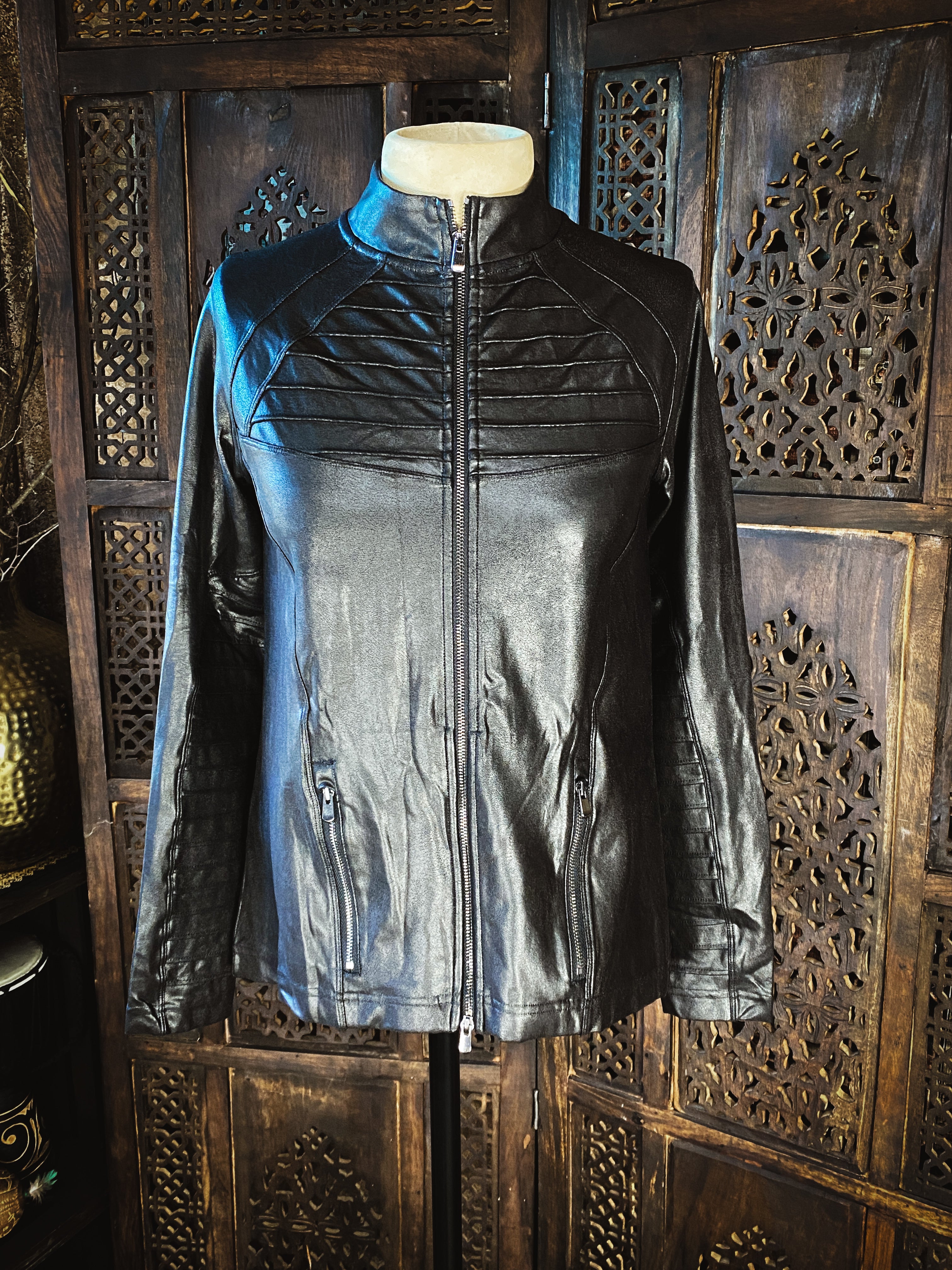 Black Vegan Leather Jacket by SPANX - Size Small