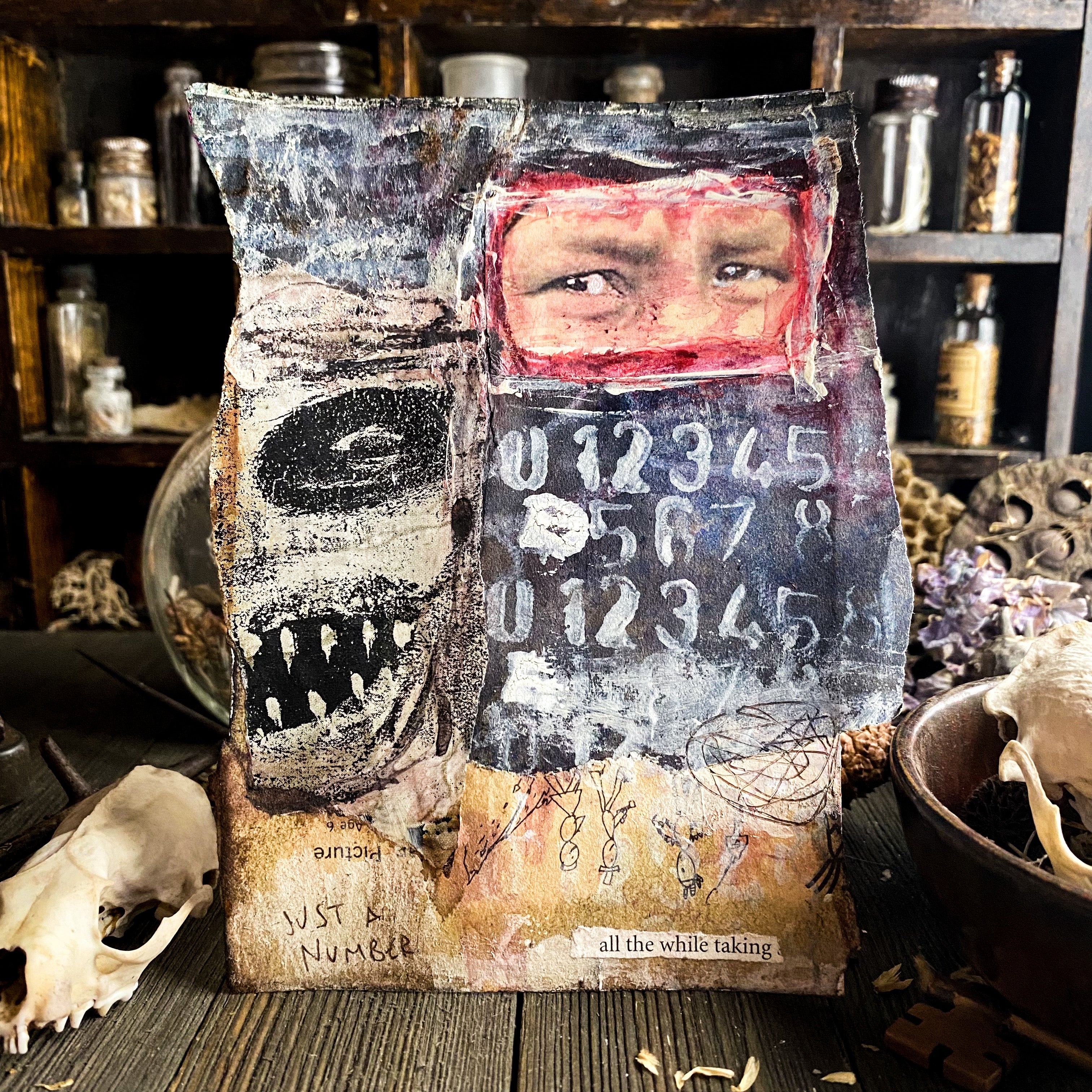 Just a Number - Original Mixed Media Collage