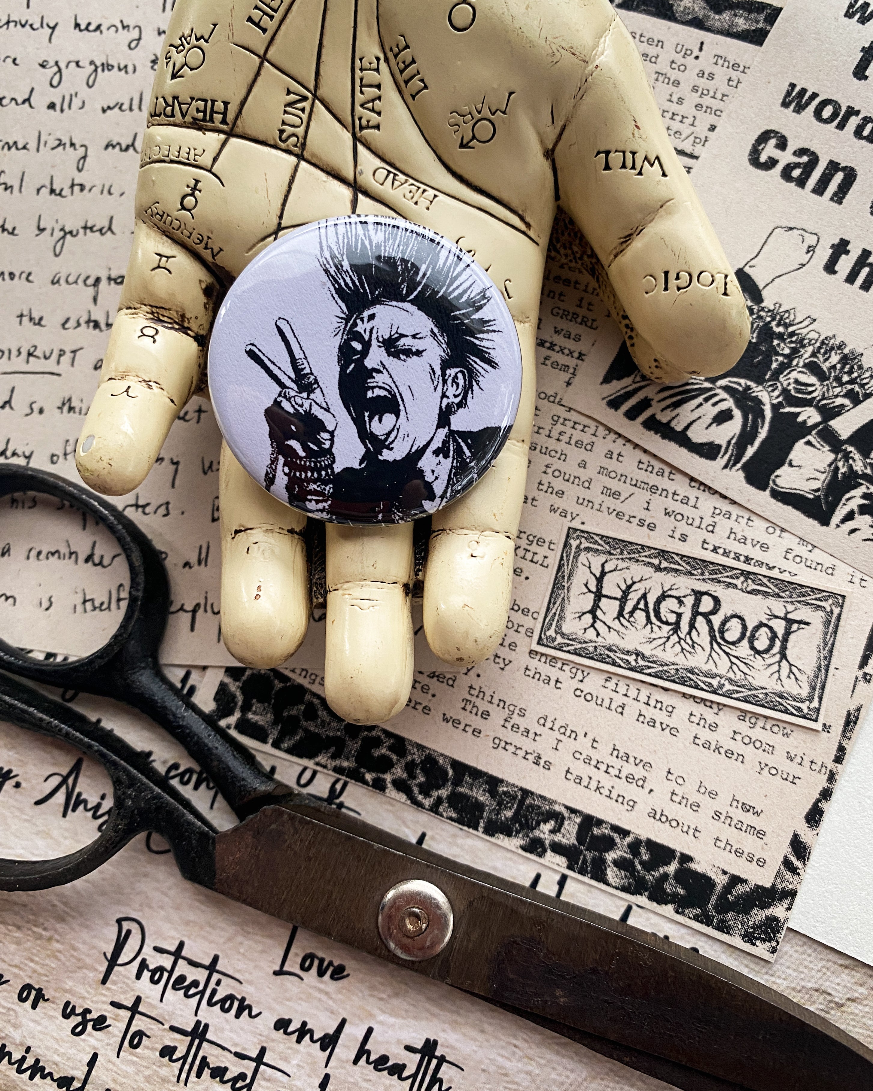 Peace Punk - Hand Pressed Button/Pin - 1.5"